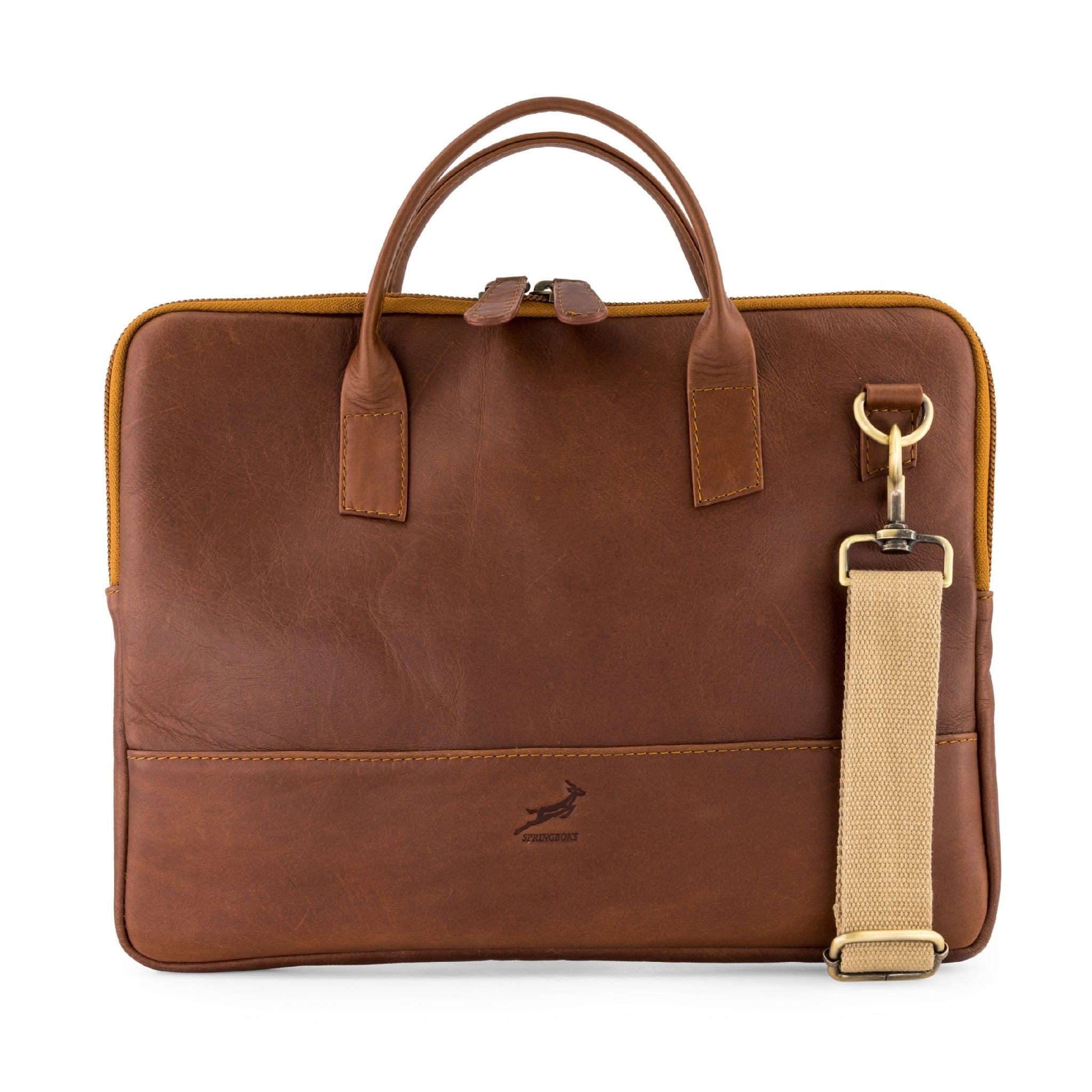 Springboks Slimline Laptop Case - Dark Brown - Old School