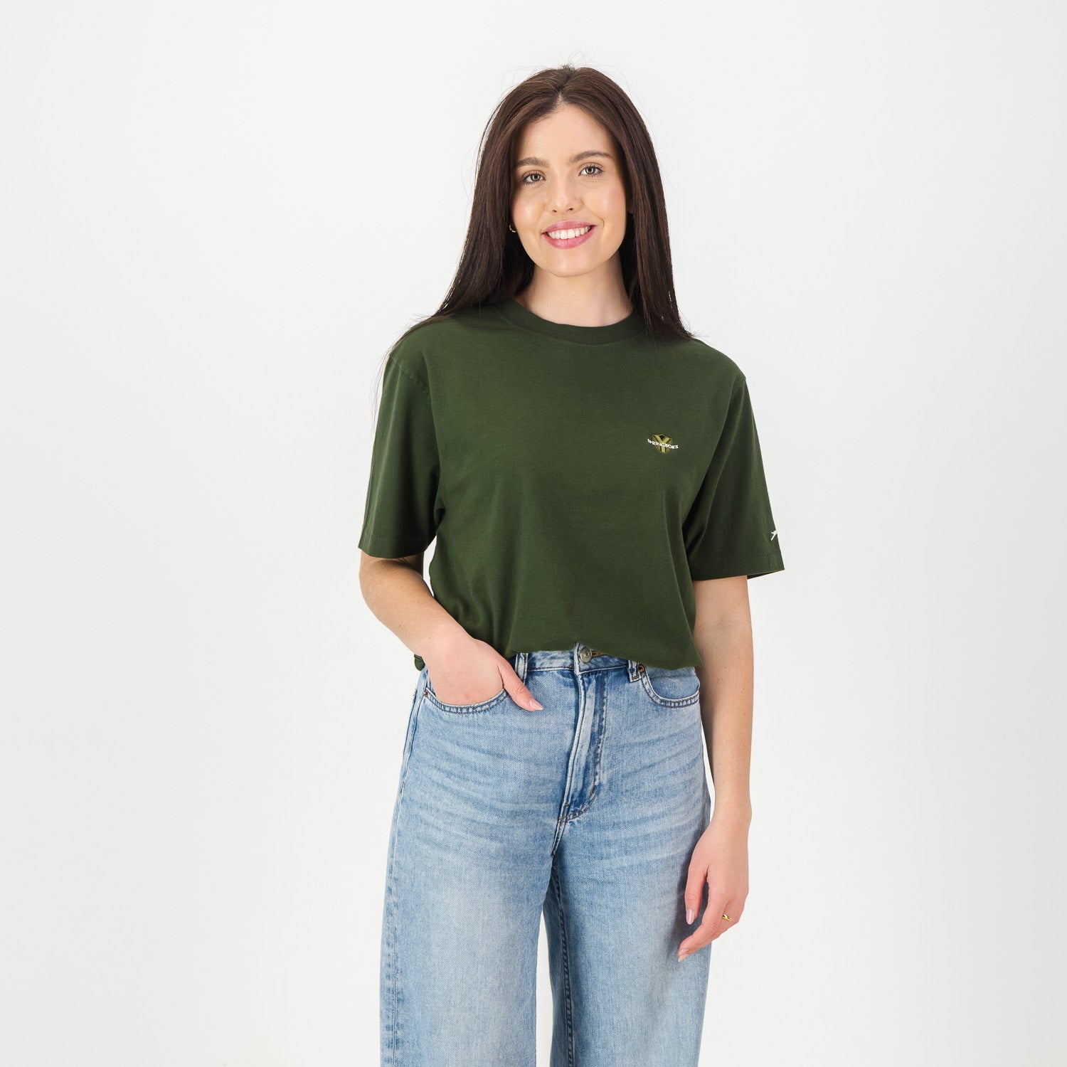 Springboks SML EMB Bok Regular Crew Tee - OS Green - Old School