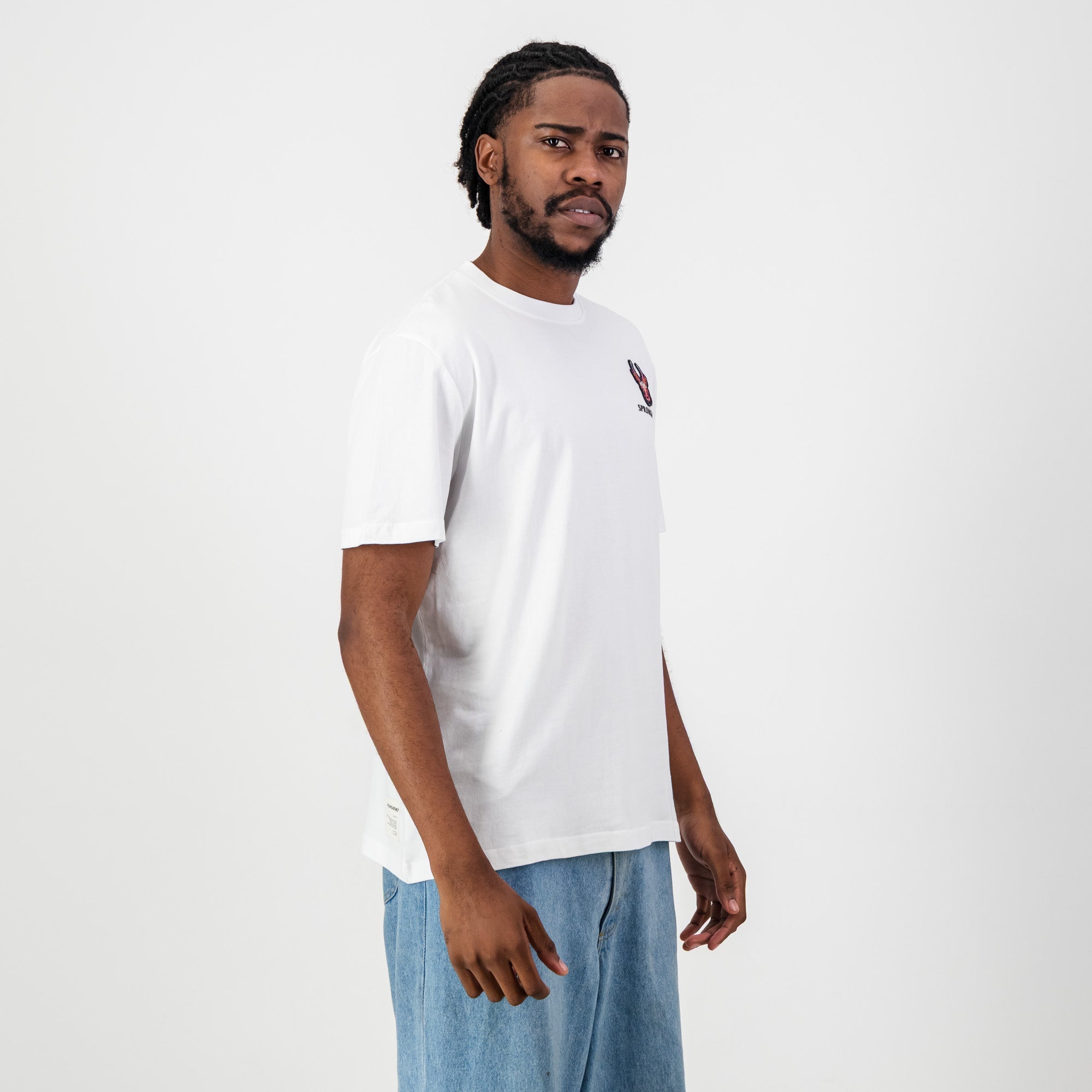 Springboks SML EMB Head Bok Regular Crew Tee - White - Old School