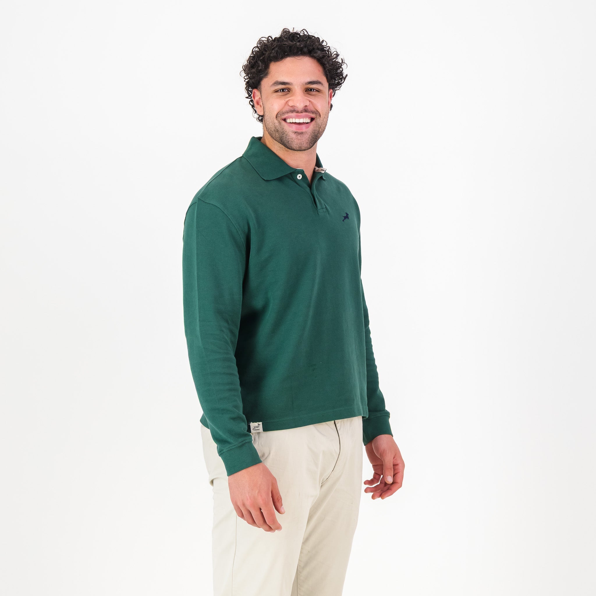 Springboks SML EMB LS Polo - OS Green - Old School