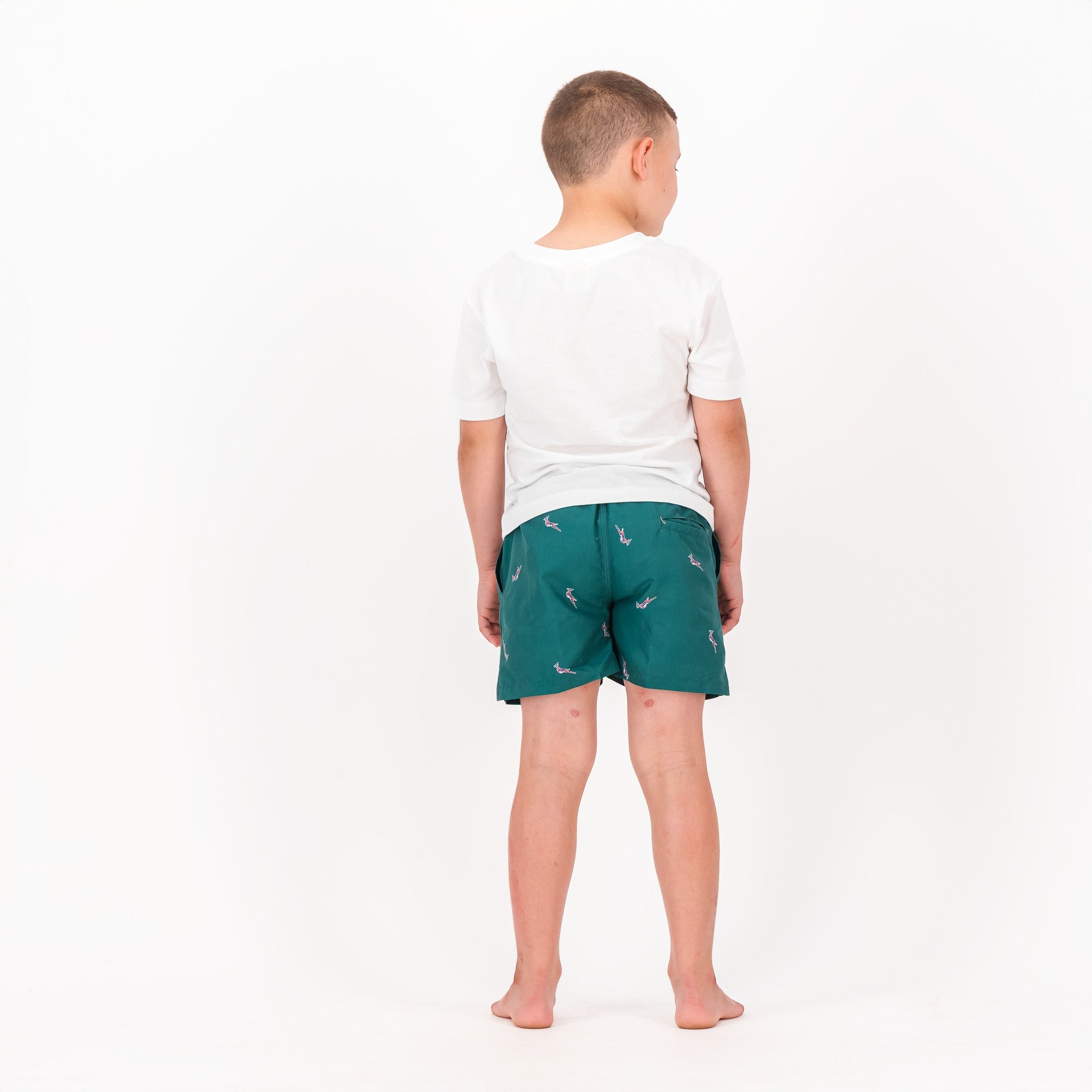 Springboks Summer Pop Print Kids Swim Shorts - Teal - Old School