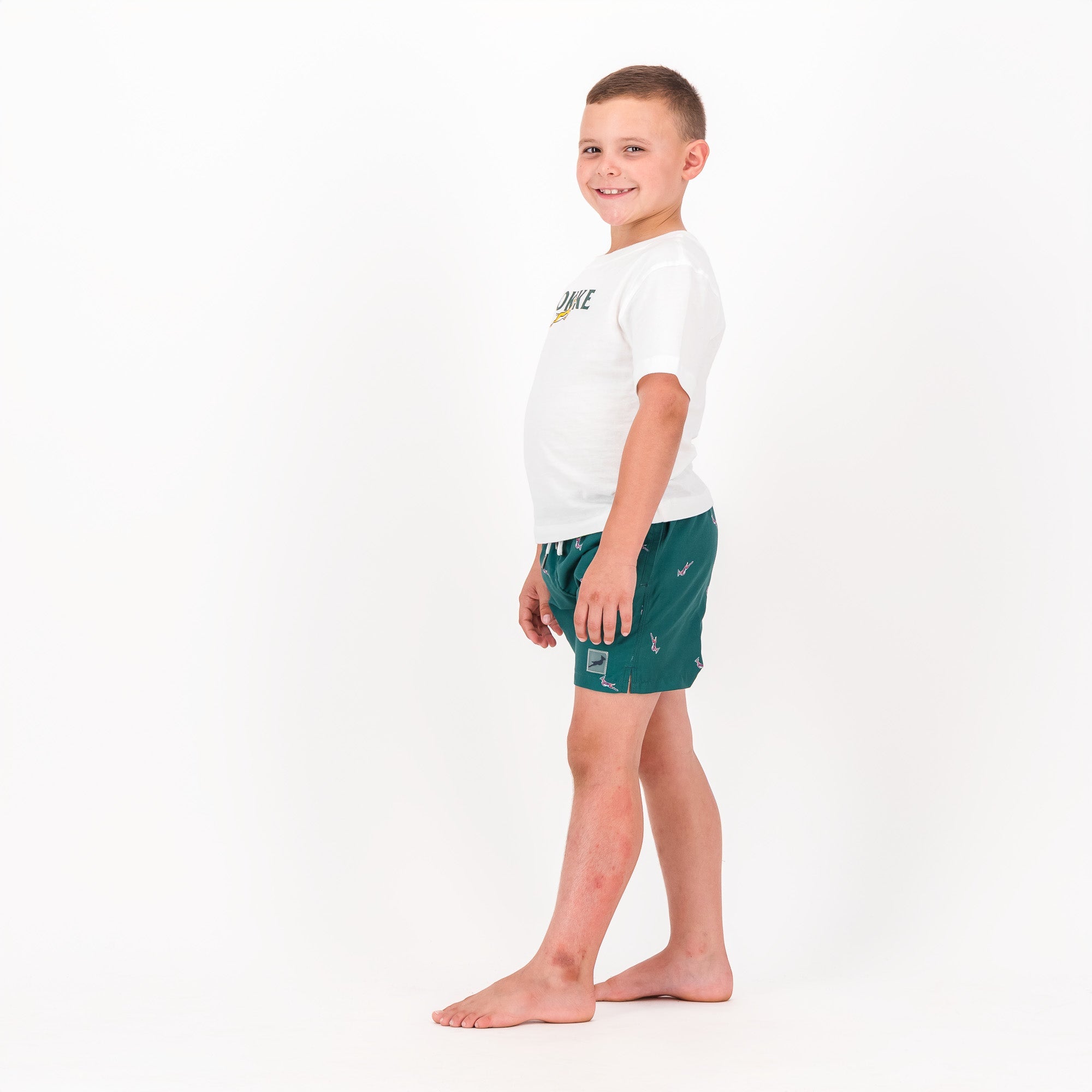 Springboks Summer Pop Print Kids Swim Shorts - Teal - Old School
