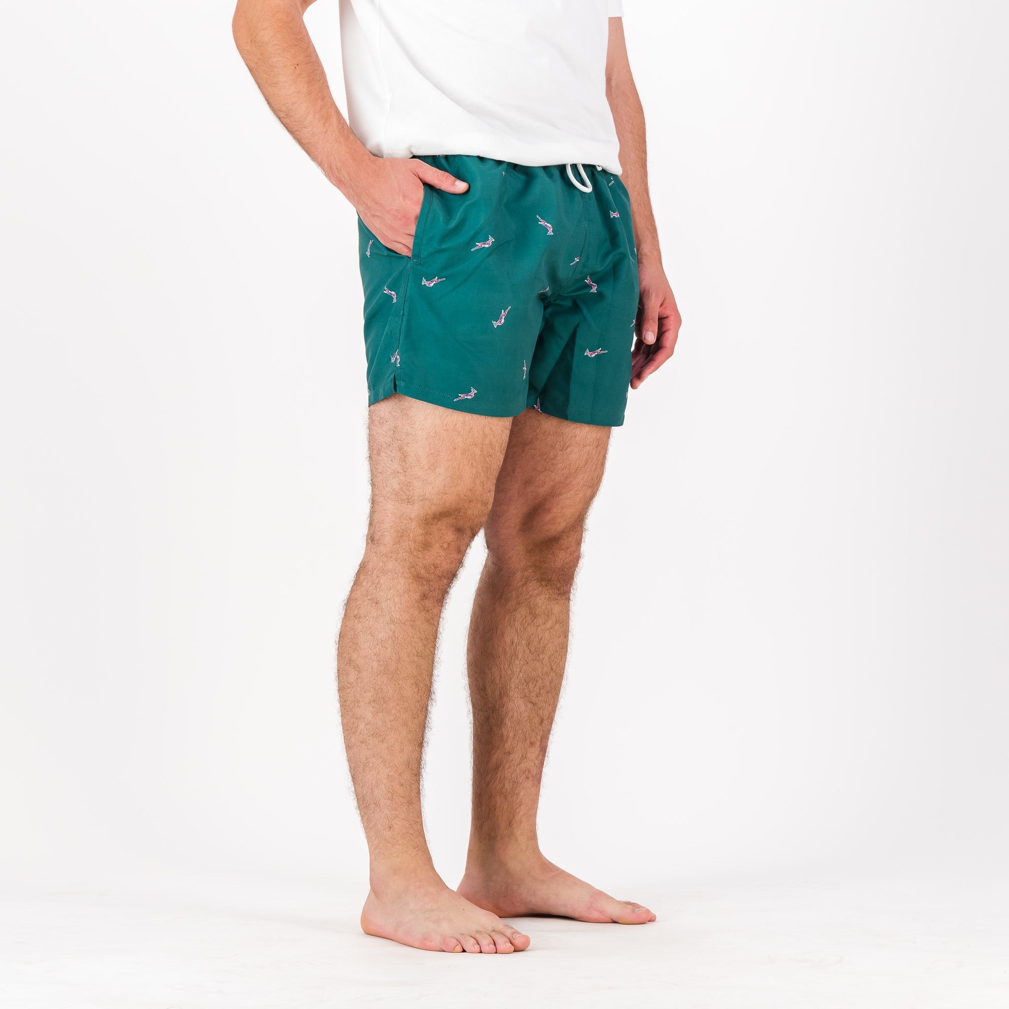 Springboks Summer Pop Print Swim Shorts - Teal - Old School