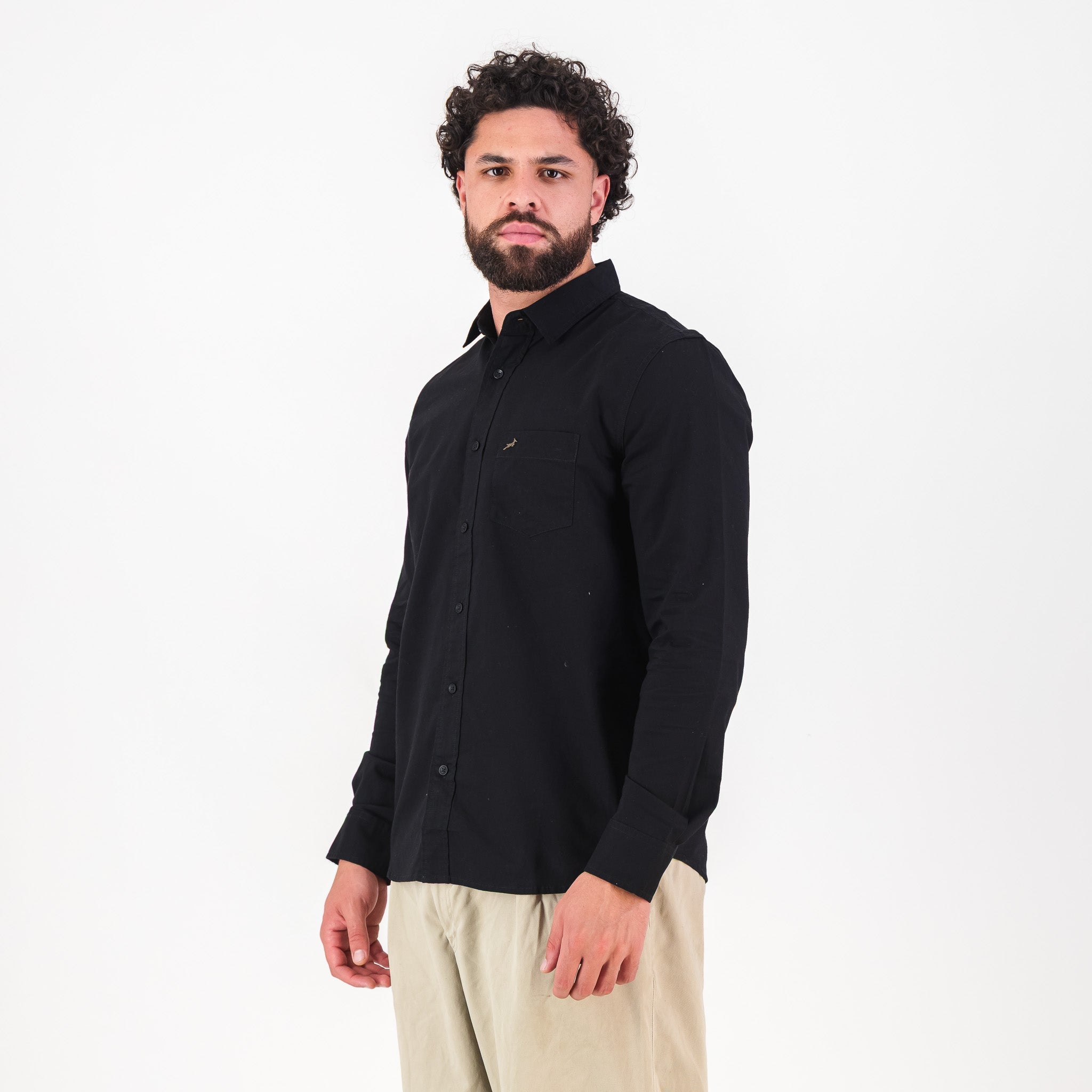 Springboks Tailored LS Oxford Shirt - Black - Old School
