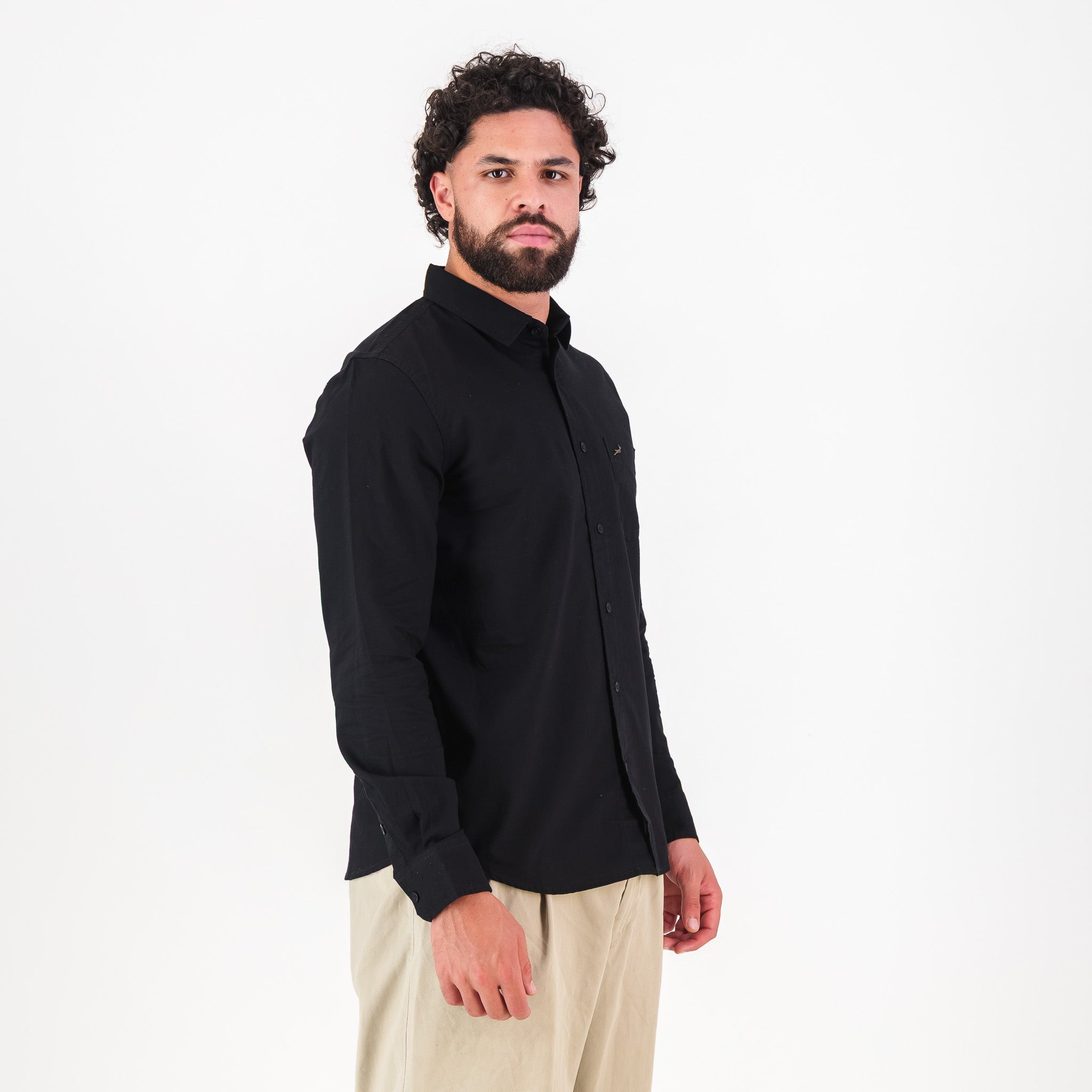 Springboks Tailored LS Oxford Shirt - Black - Old School