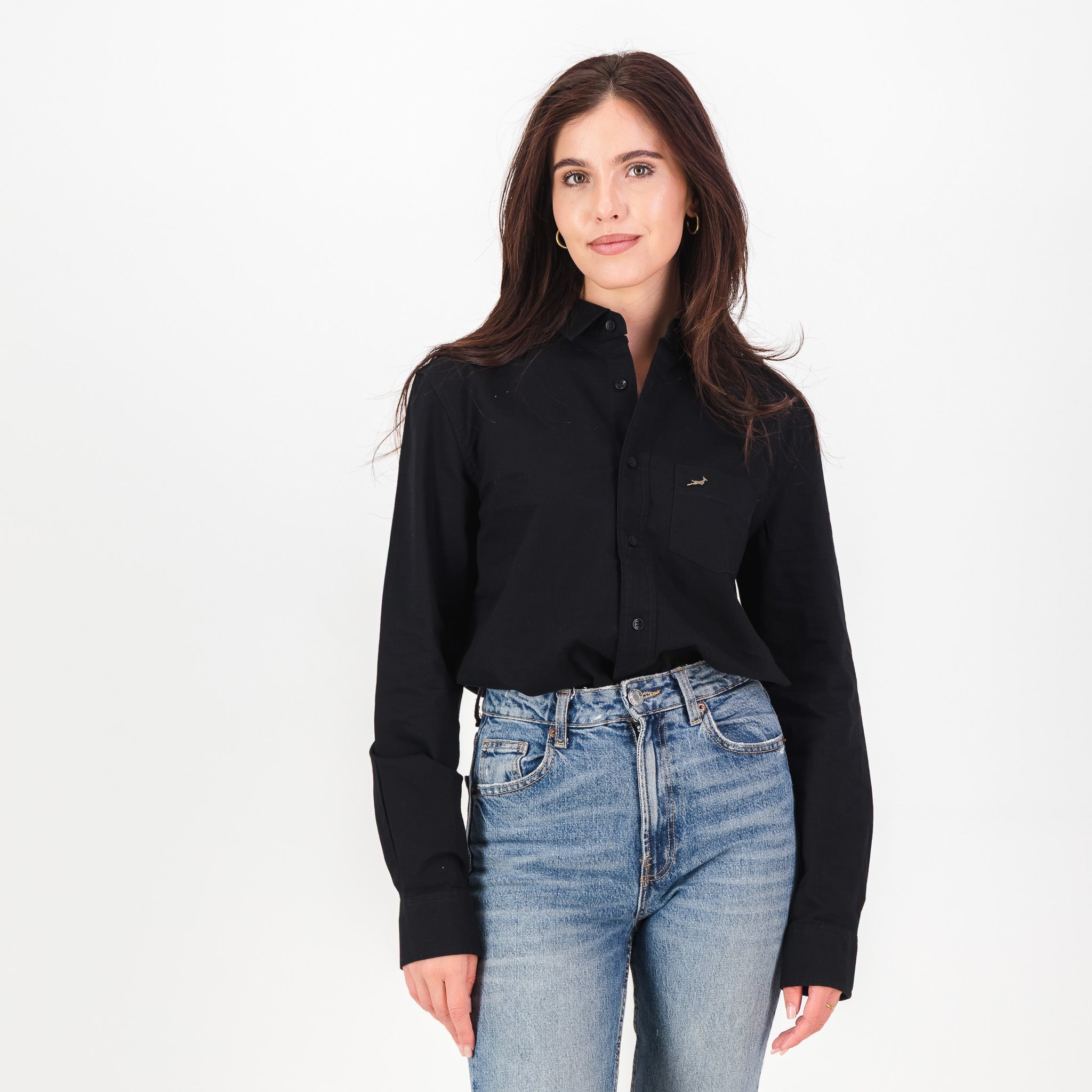 Springboks Tailored LS Oxford Shirt - Black - Old School