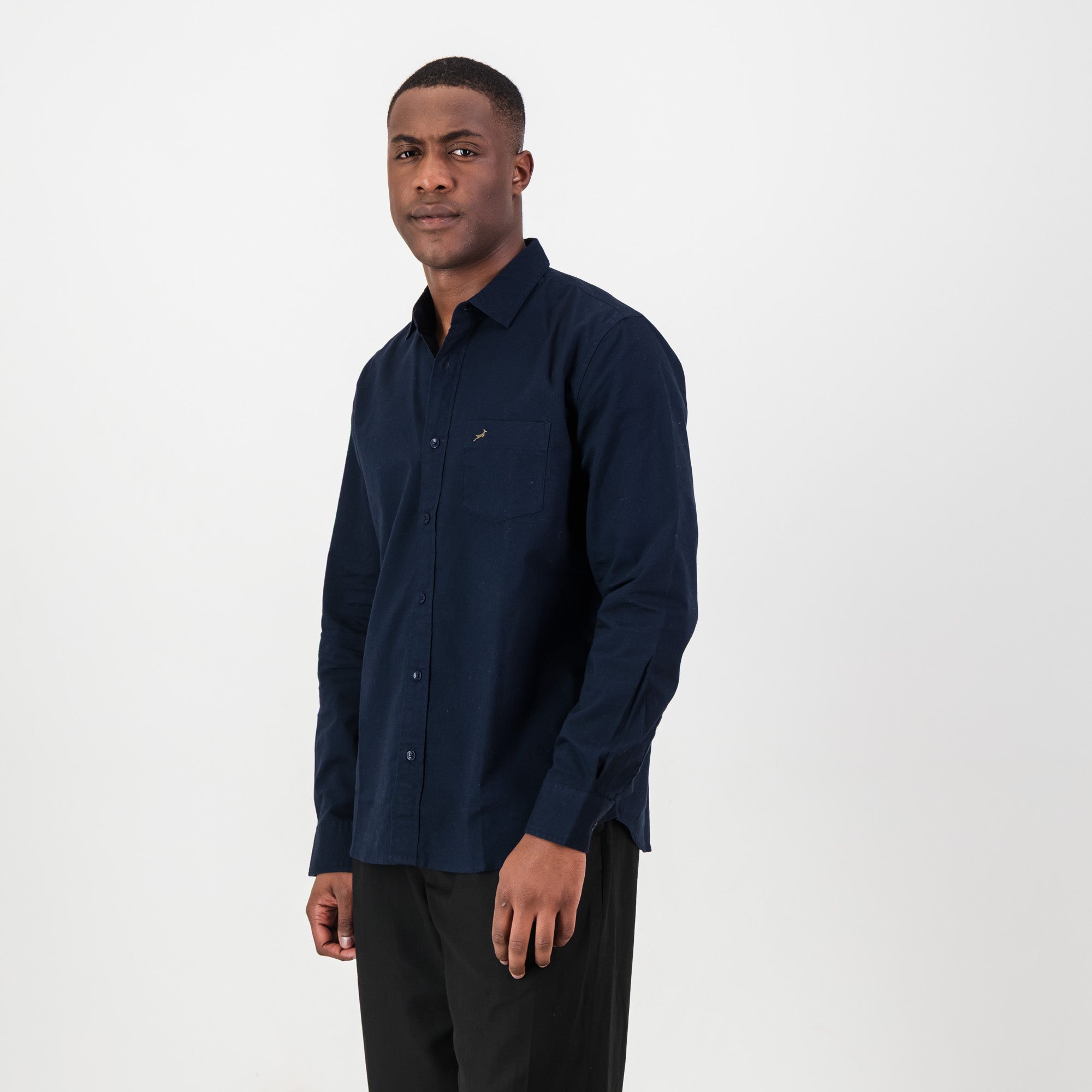 Springboks Tailored LS Oxford Shirt - Navy - Old School