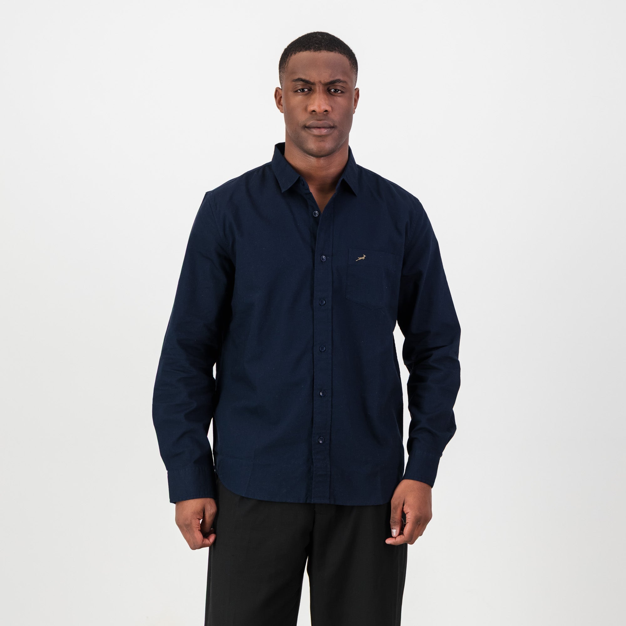 Springboks Tailored LS Oxford Shirt - Navy - Old School