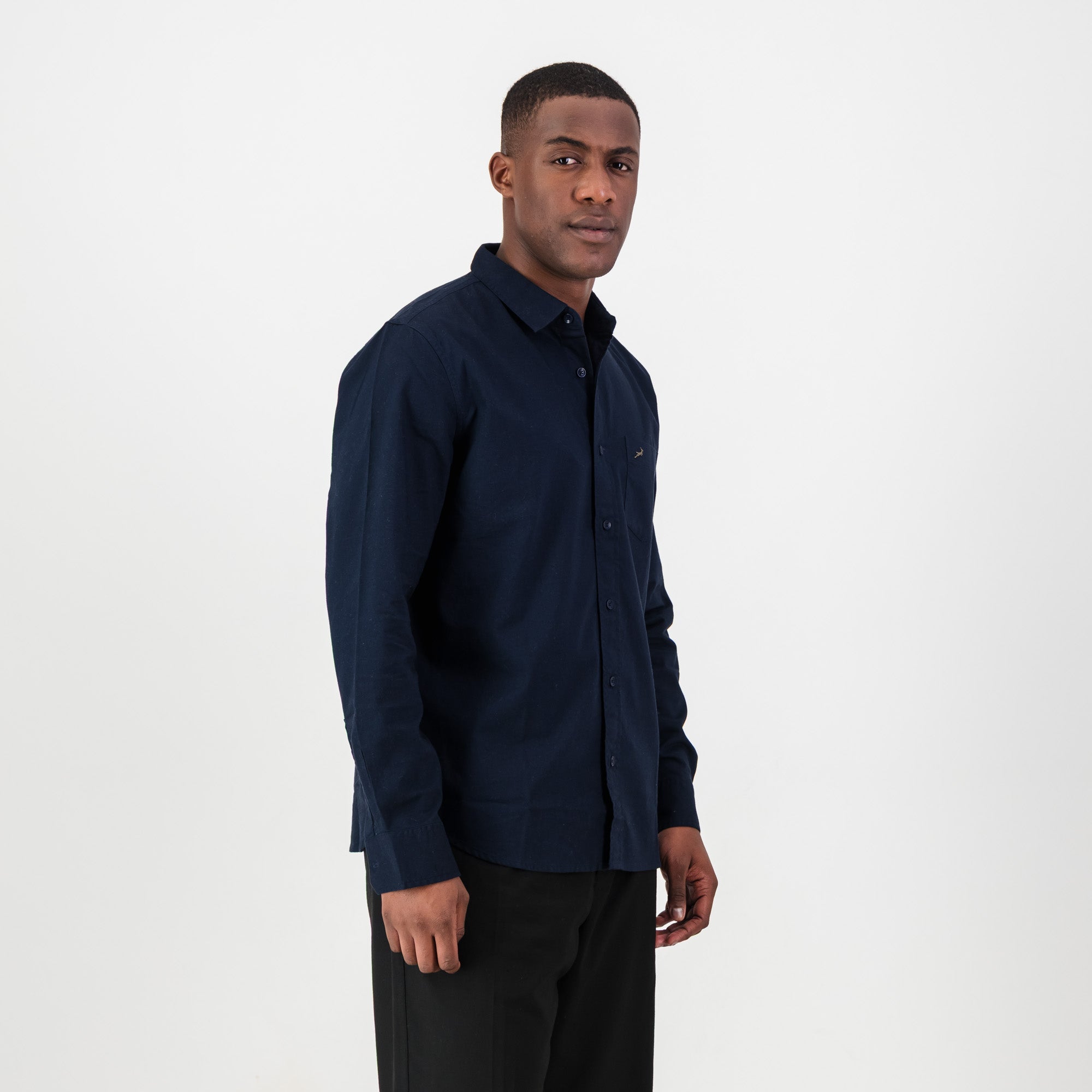 Springboks Tailored LS Oxford Shirt - Navy - Old School