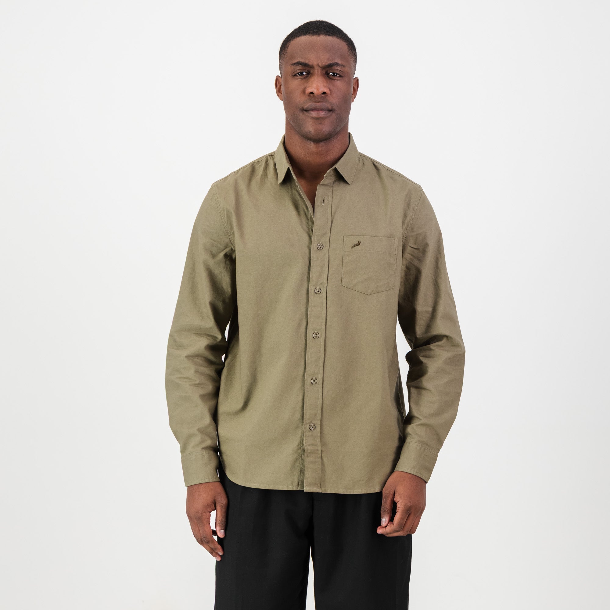 Springboks Tailored LS Oxford Shirt - Taupe - Old School