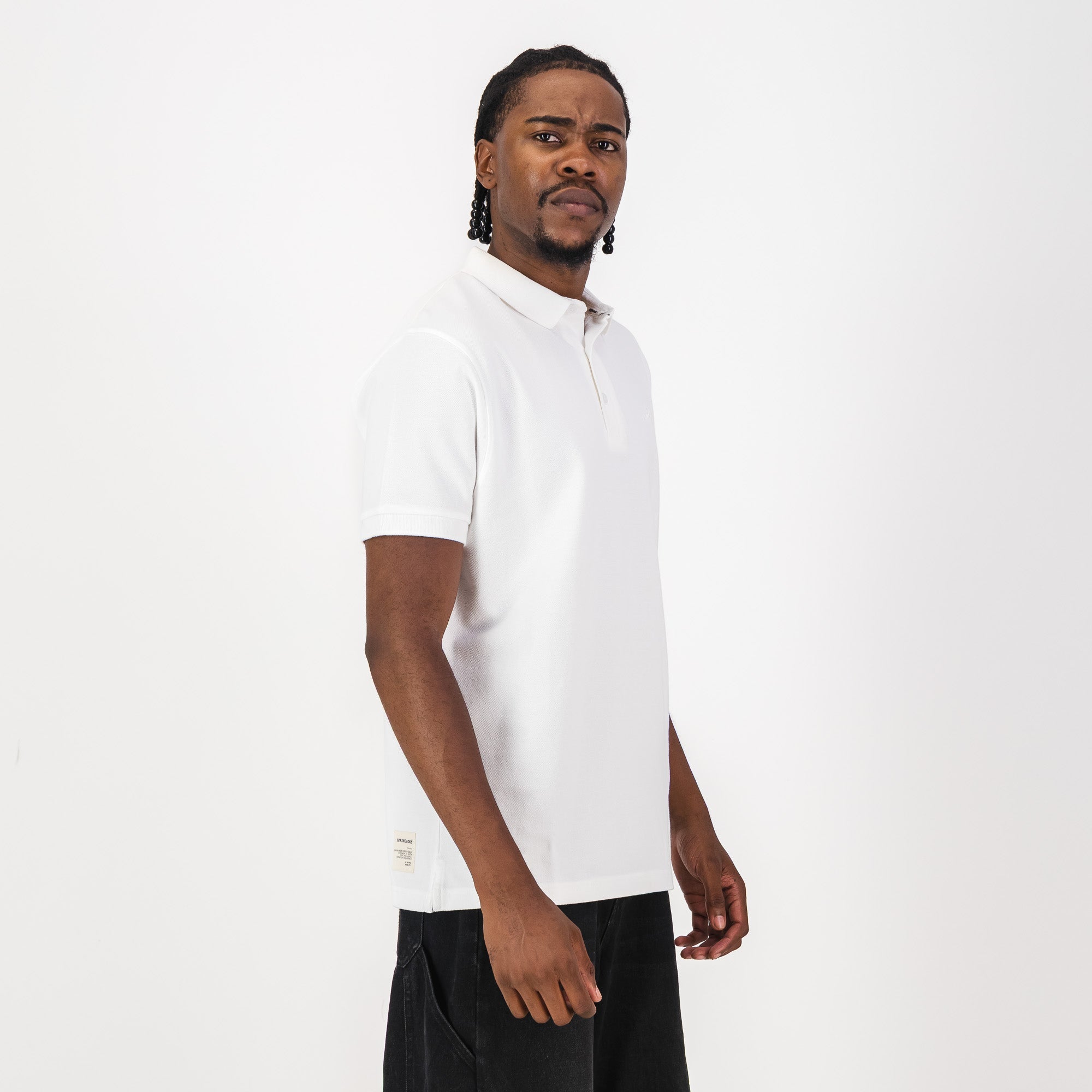 Springboks Tonal Embroidery SS Polo - White - Old School