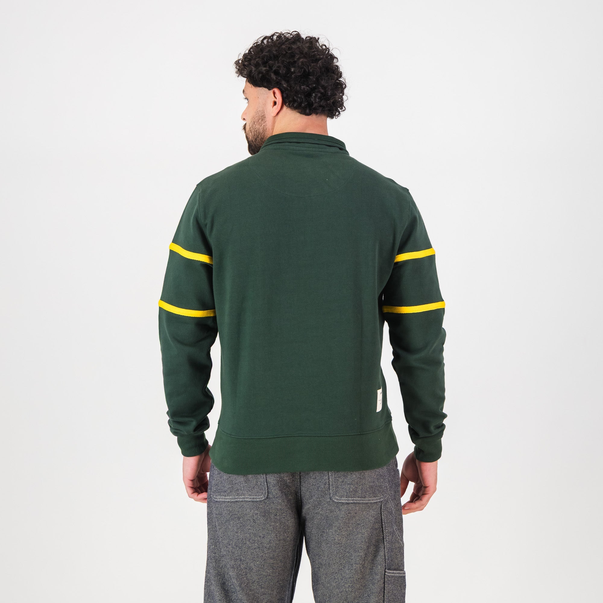 Springboks Twill Hoop Quarter Zip Sweat - OS Green - Old School