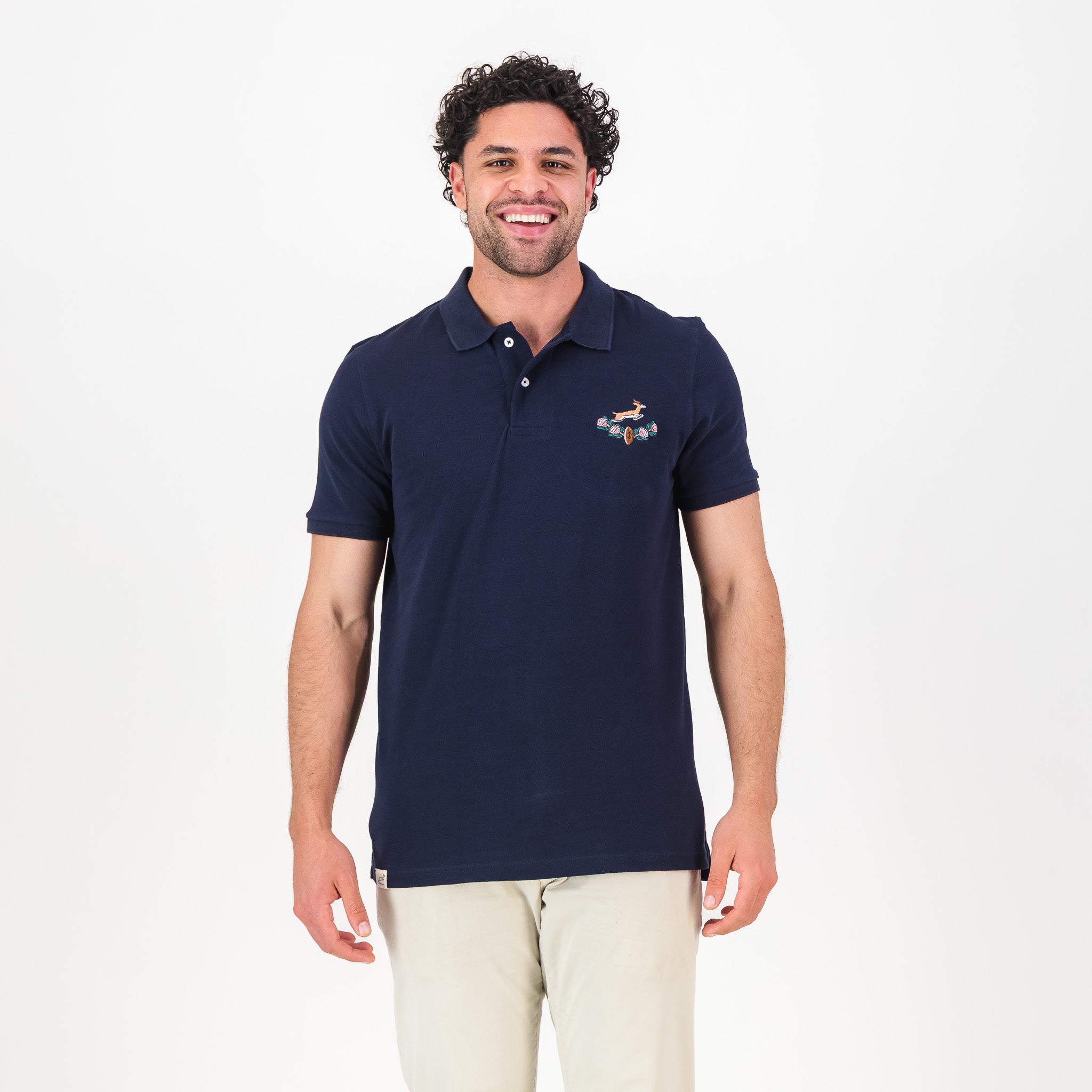 Springboks Vintage SB EMB 2 B SS Polo - Navy - Old School