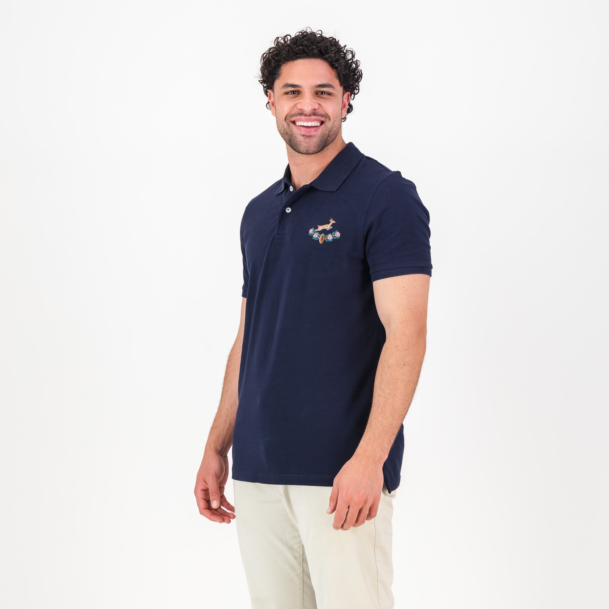 Springboks Vintage SB EMB 2 B SS Polo - Navy - Old School