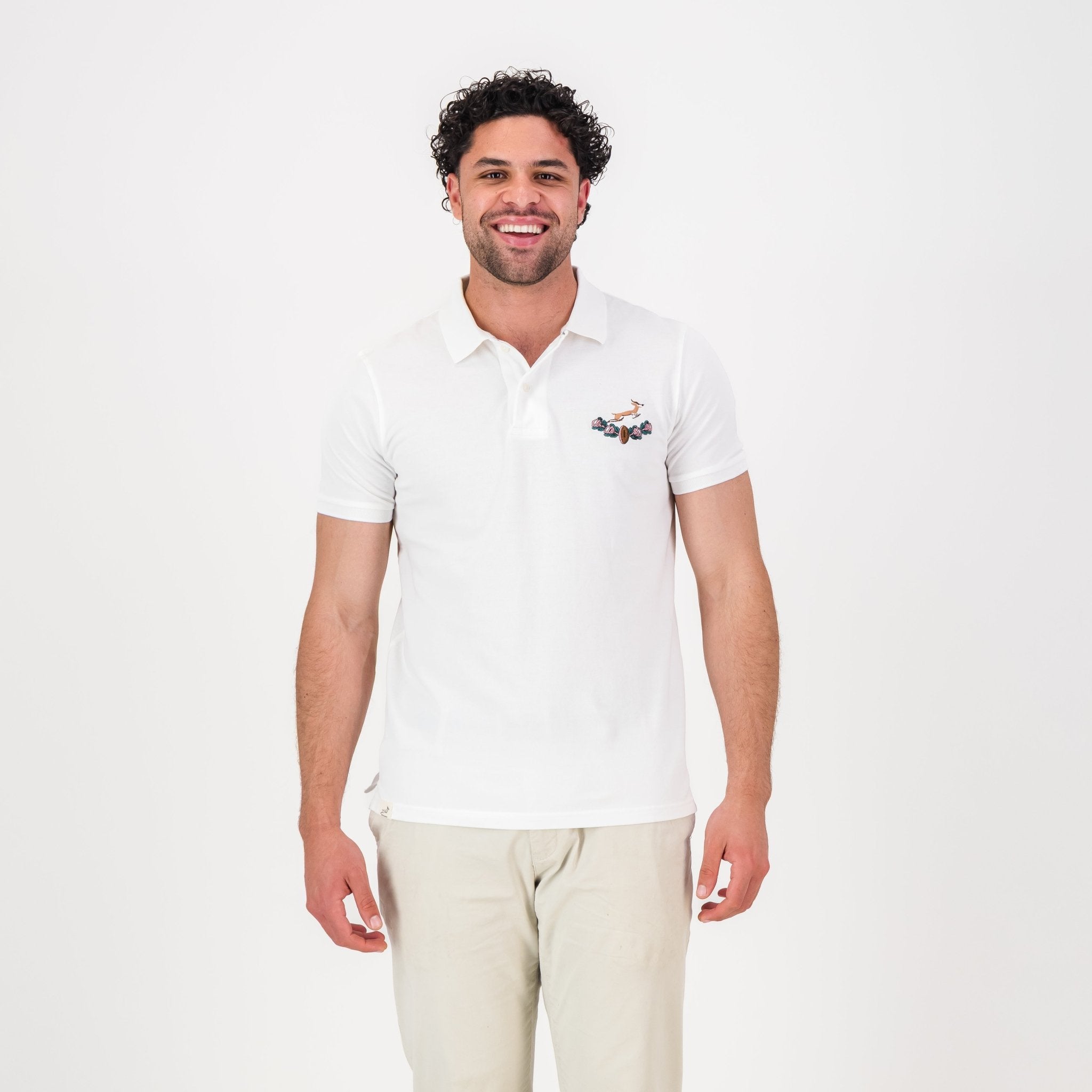 Springboks Vintage SB EMB 2 B SS Polo - White - Old School