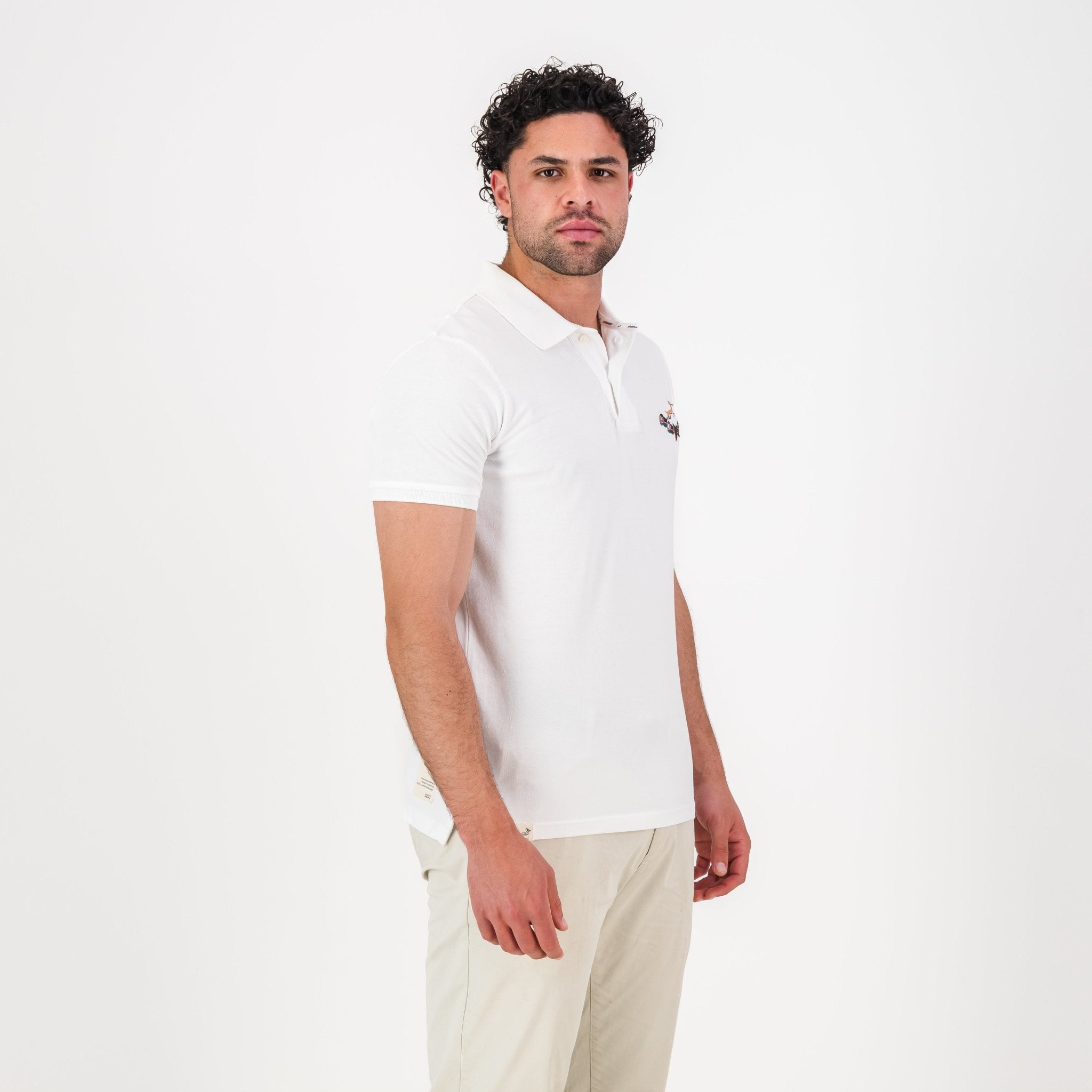 Springboks Vintage SB EMB 2 B SS Polo - White - Old School