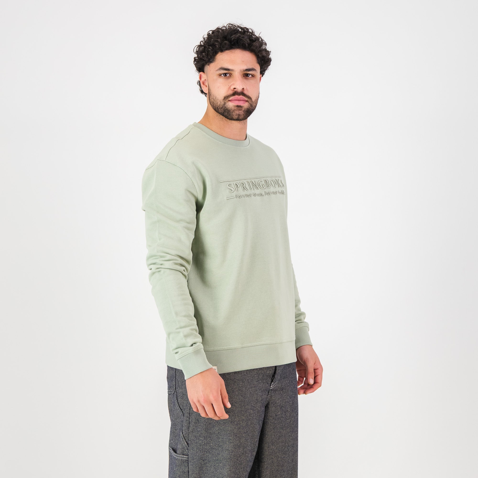 Springboks Word FGFG Crew Sweat - Desert Sage - Old School