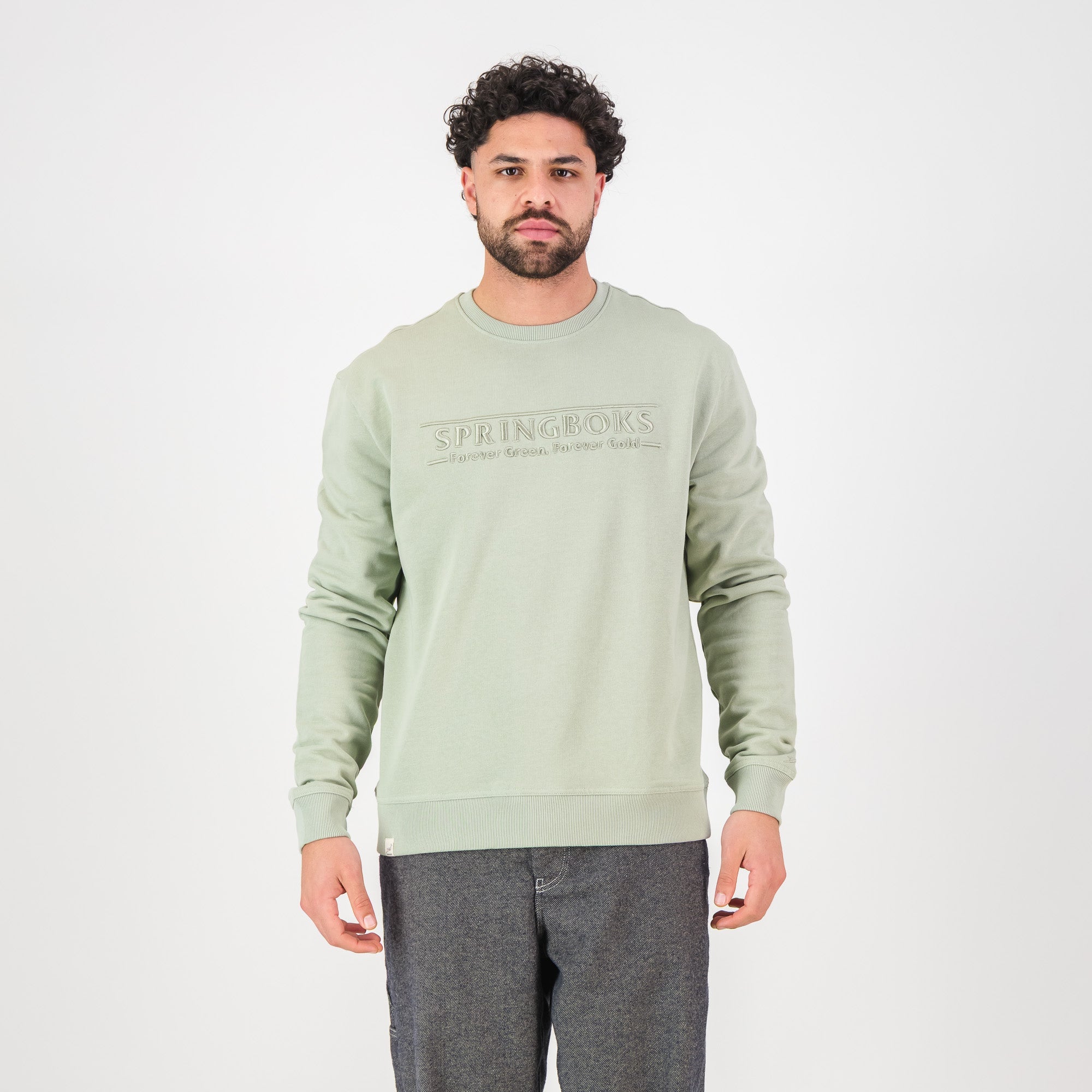 Springboks Word FGFG Crew Sweat - Desert Sage - Old School