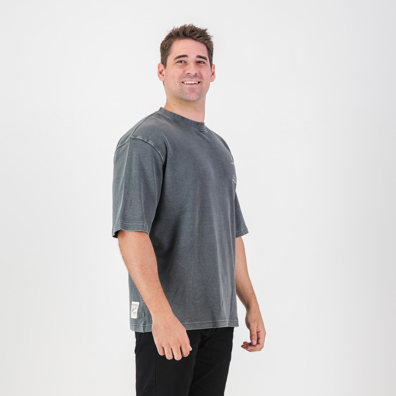 Stillknocks Acid Wash Boxy Crew Tee - Turb Grey - Old School