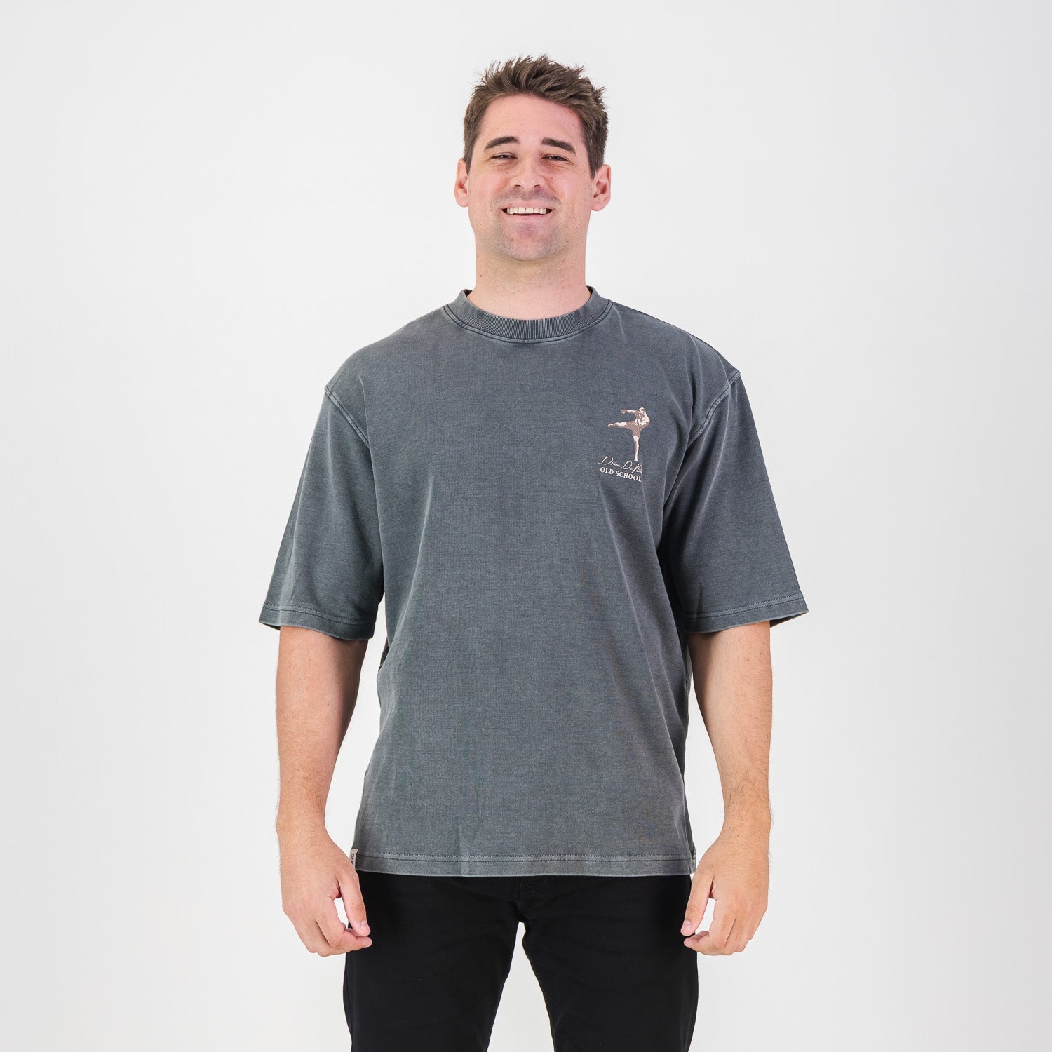 Stillknocks Acid Wash Boxy Crew Tee - Turb Grey - Old School