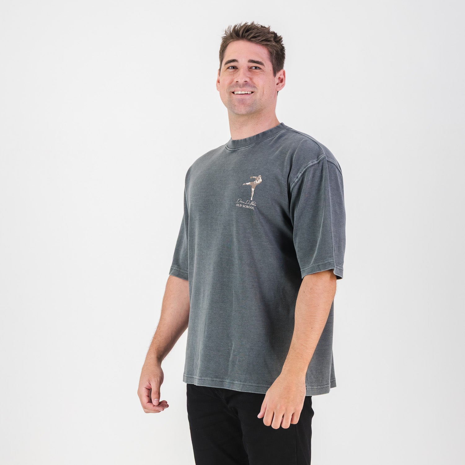 Stillknocks Acid Wash Boxy Crew Tee - Turb Grey - Old School