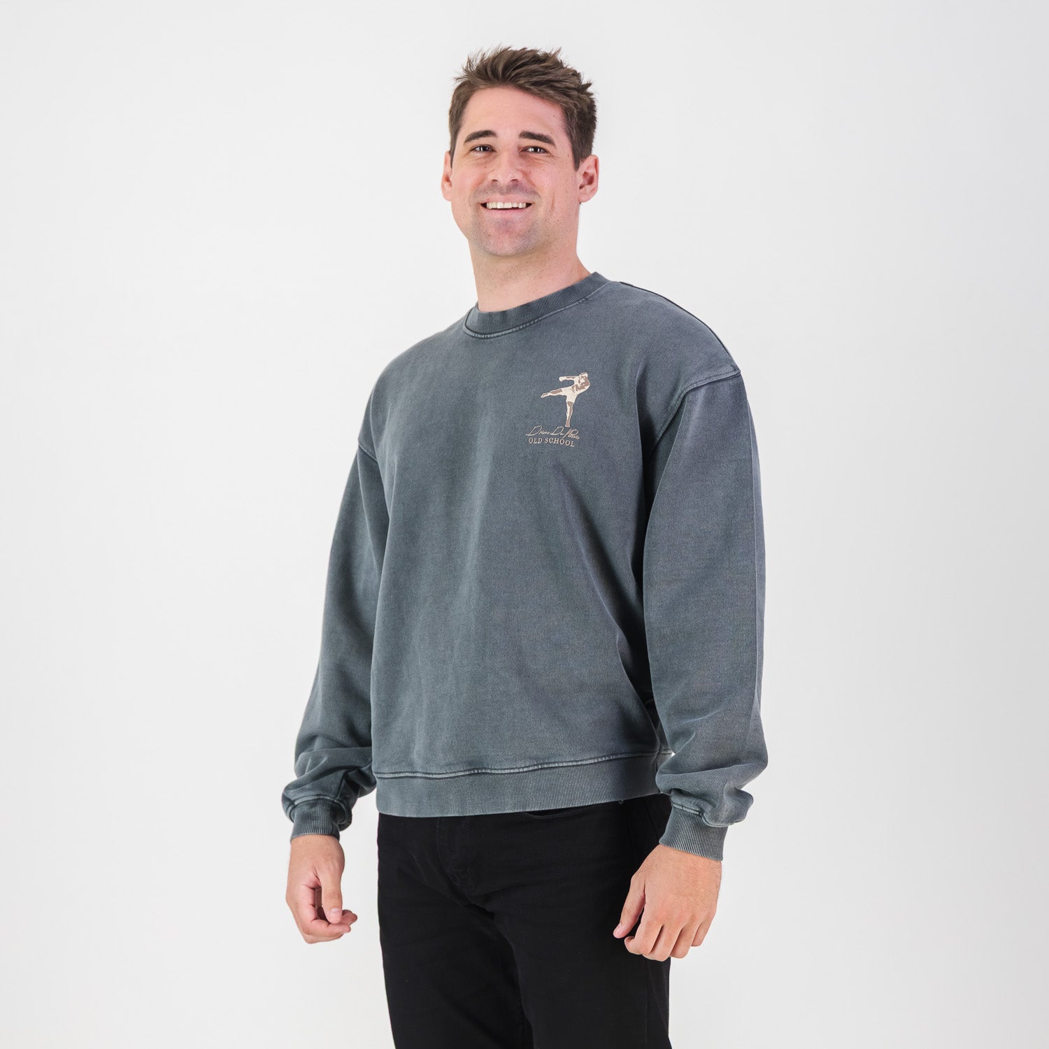 Stillknocks Acid Wash Crew Sweat - Turb Grey - Old School