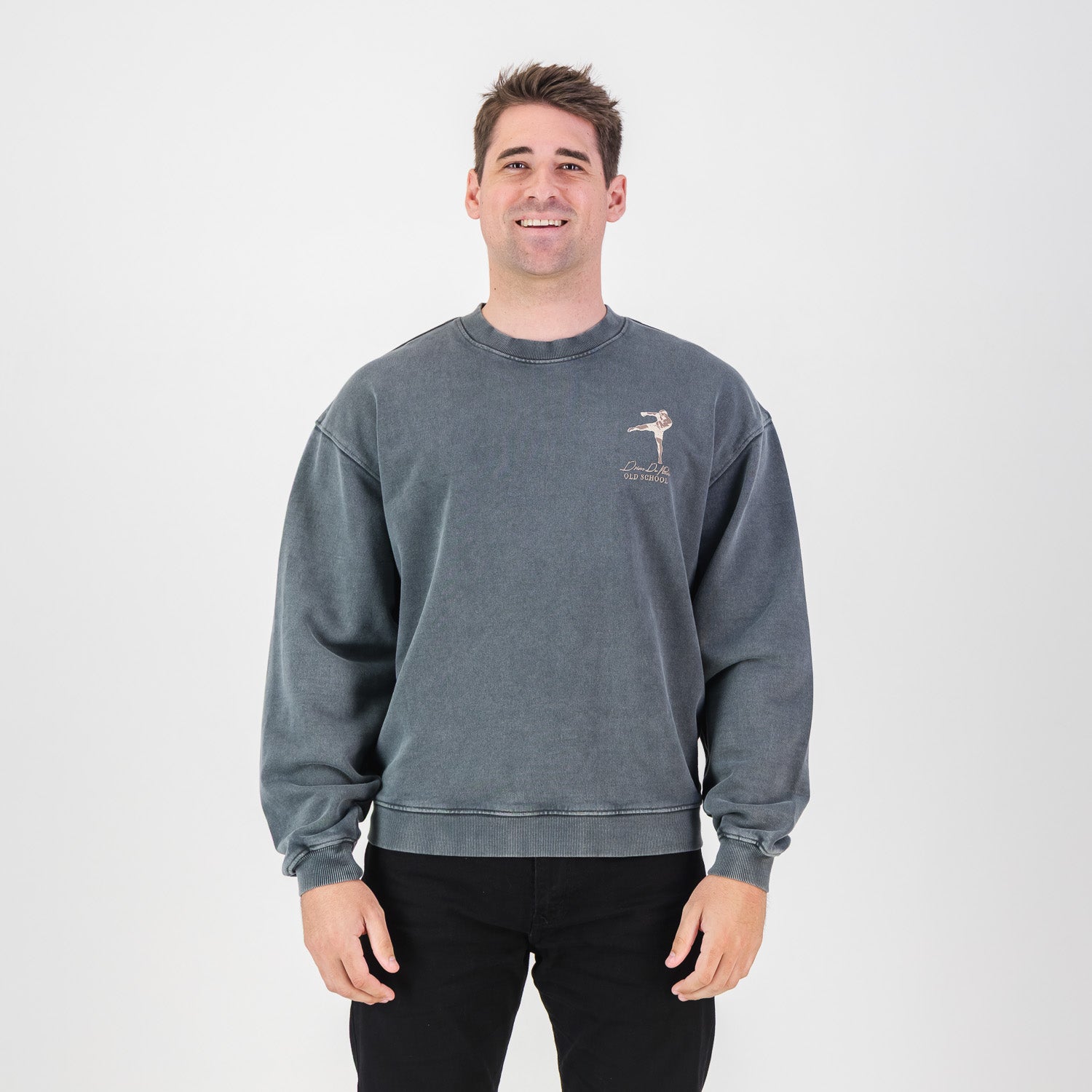 Stillknocks Acid Wash Crew Sweat- Turb Grey – Old School