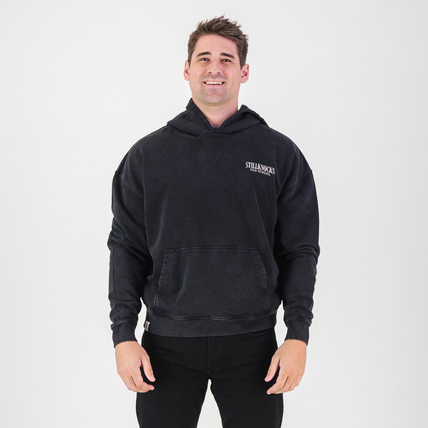 Stillknocks Acid Wash Hoodie Sweat - Black - Old School