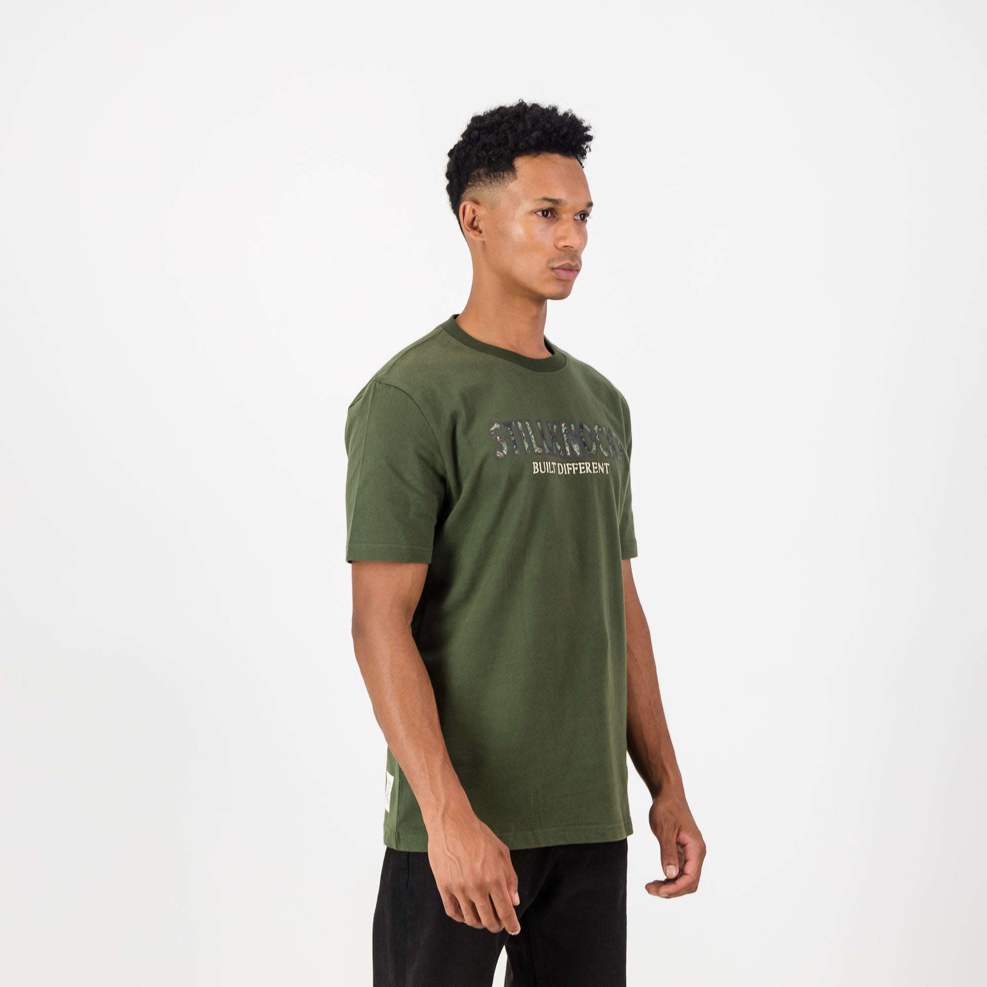 Stillknocks Built Diff Regular Crew Tee - Military Olive - Old School