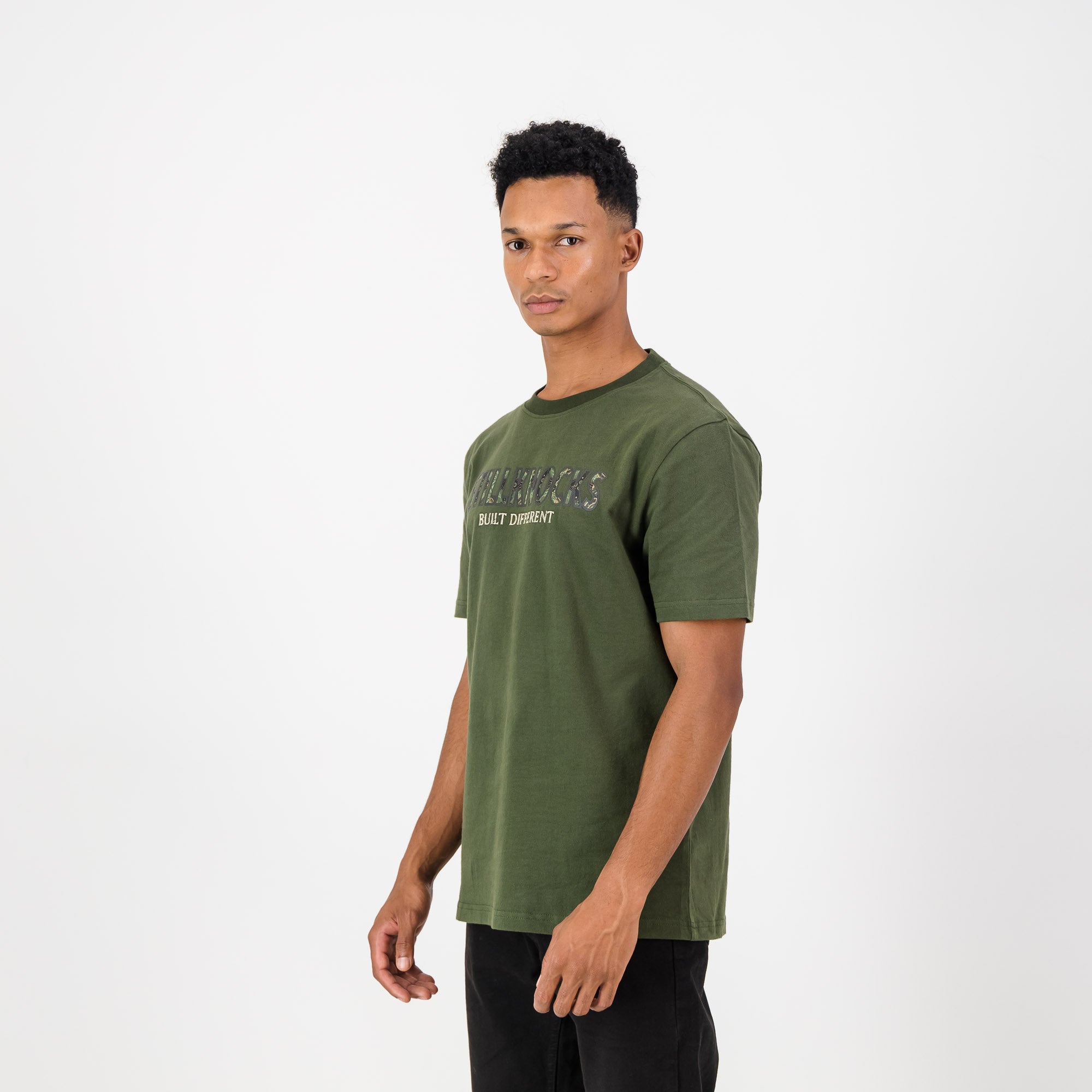 Stillknocks Built Diff Regular Crew Tee - Military Olive - Old School