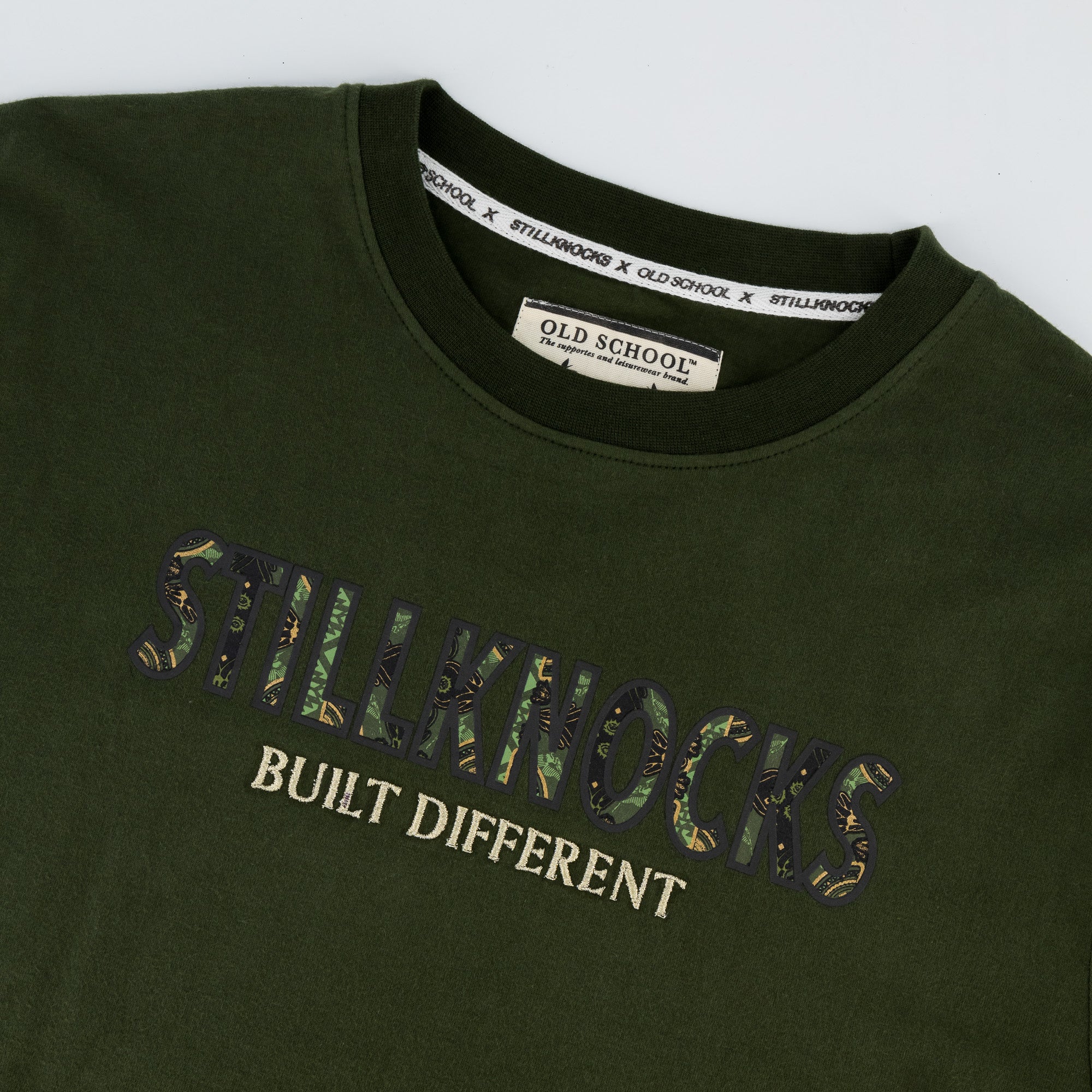 Stillknocks Built Diff Regular Crew Tee - Military Olive - Old School