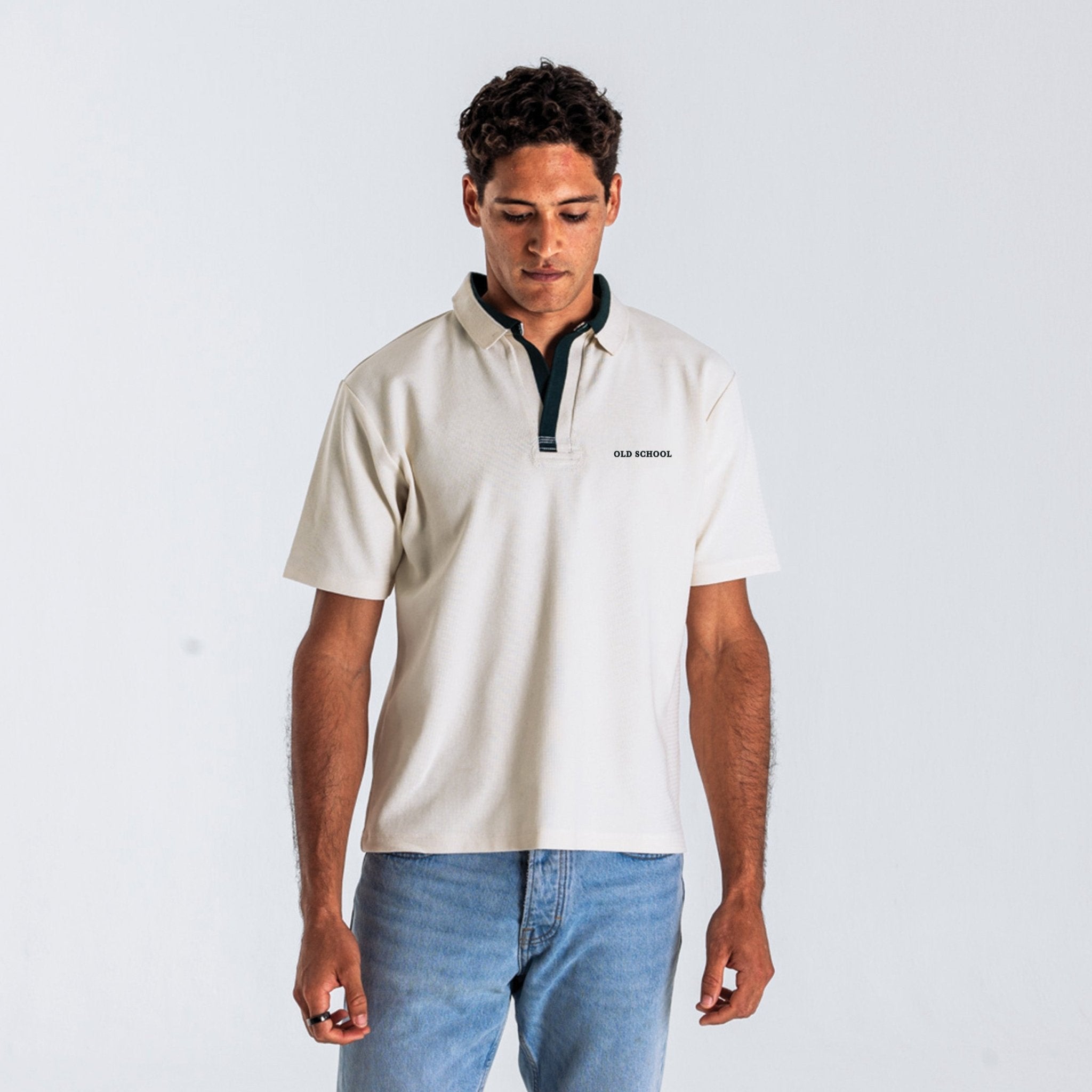 Gentlemen Relaxed Polo - Off White & OS Green - Old School SA