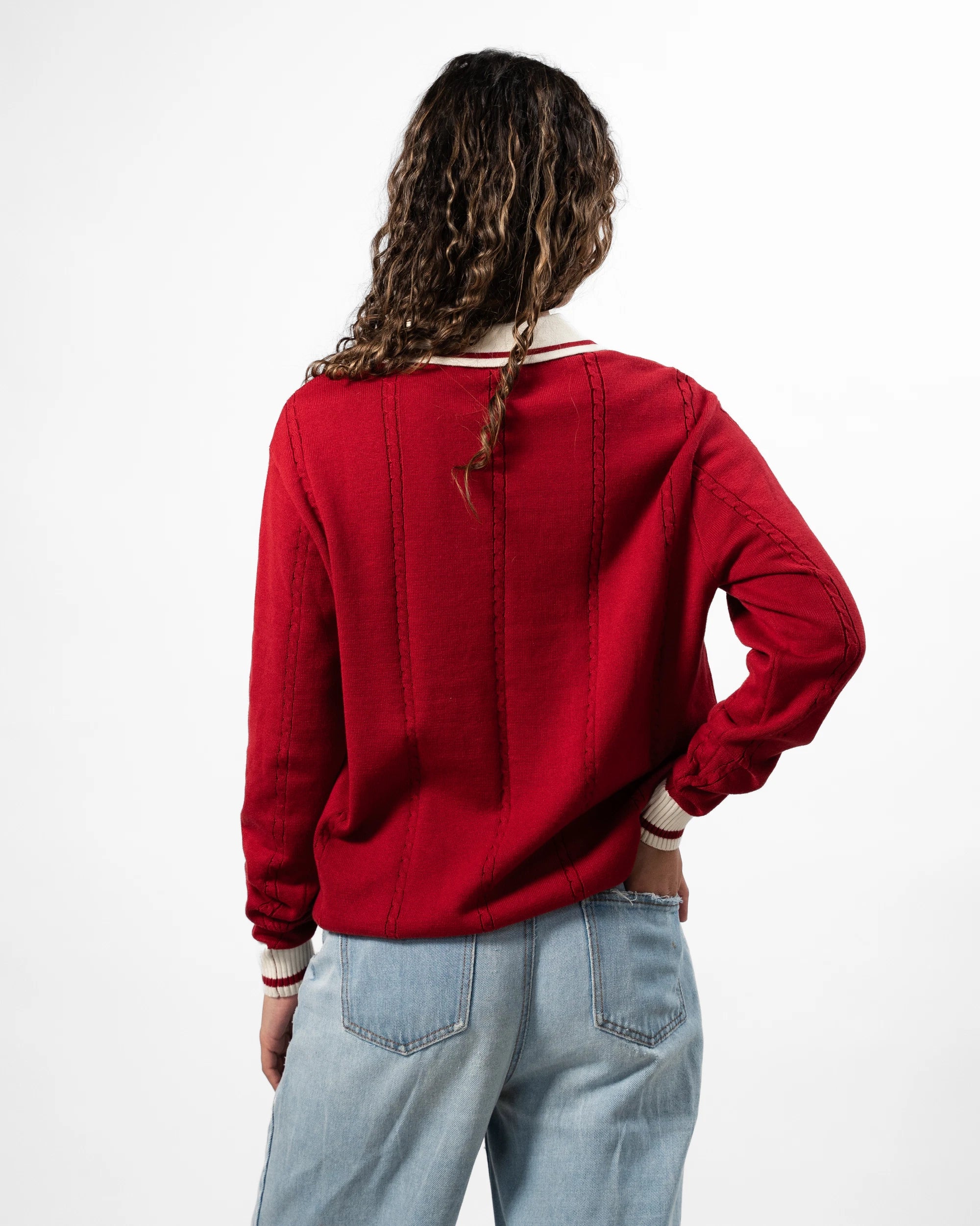 Liverpool Cable LS Knit Red