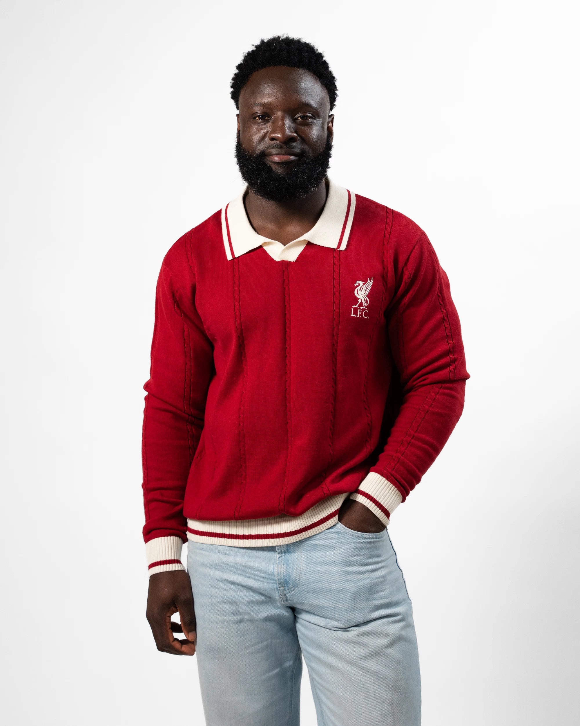 Liverpool Cable LS Knit Red