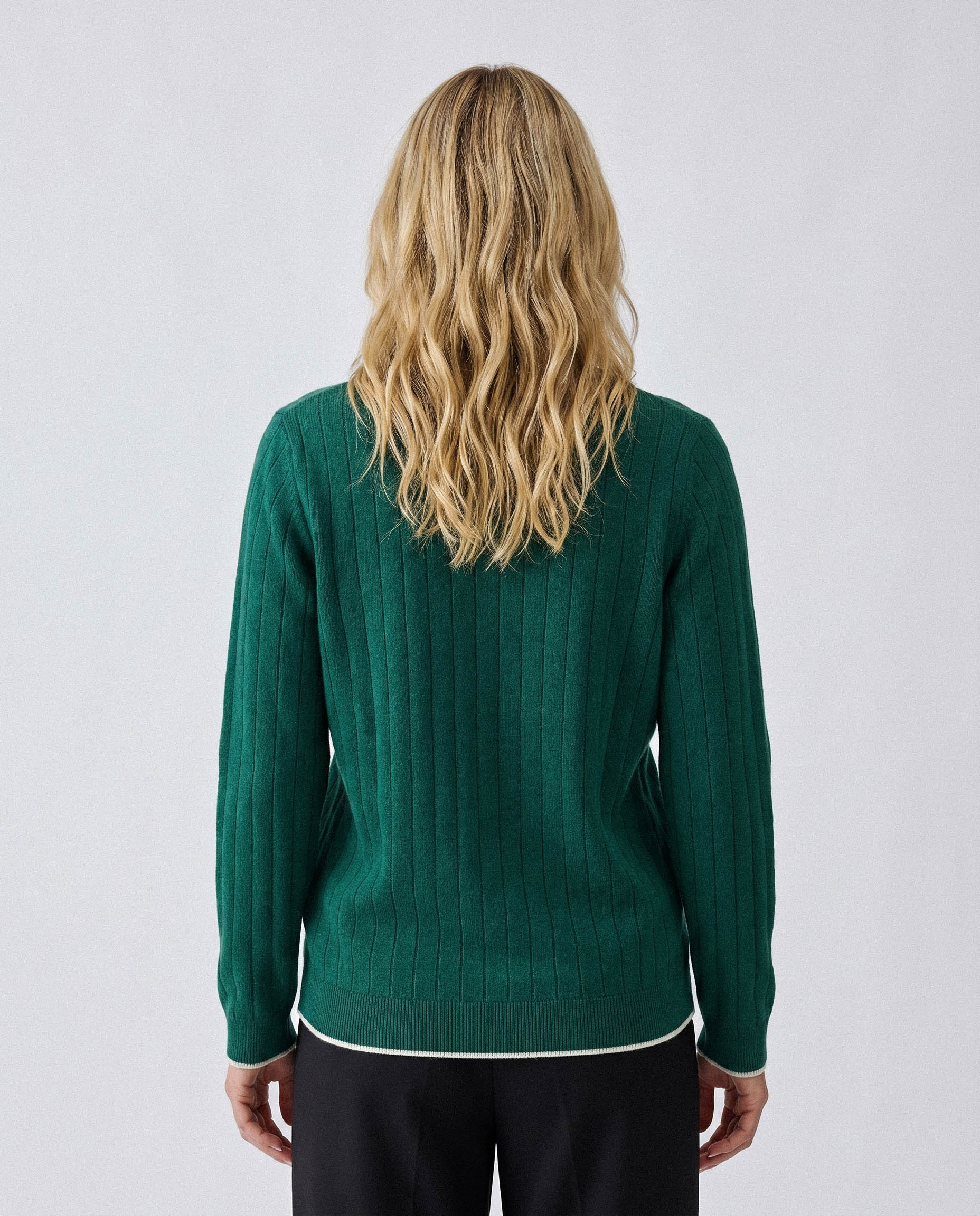 Old School Leisure Men Ribbed LS Crew Knit Green