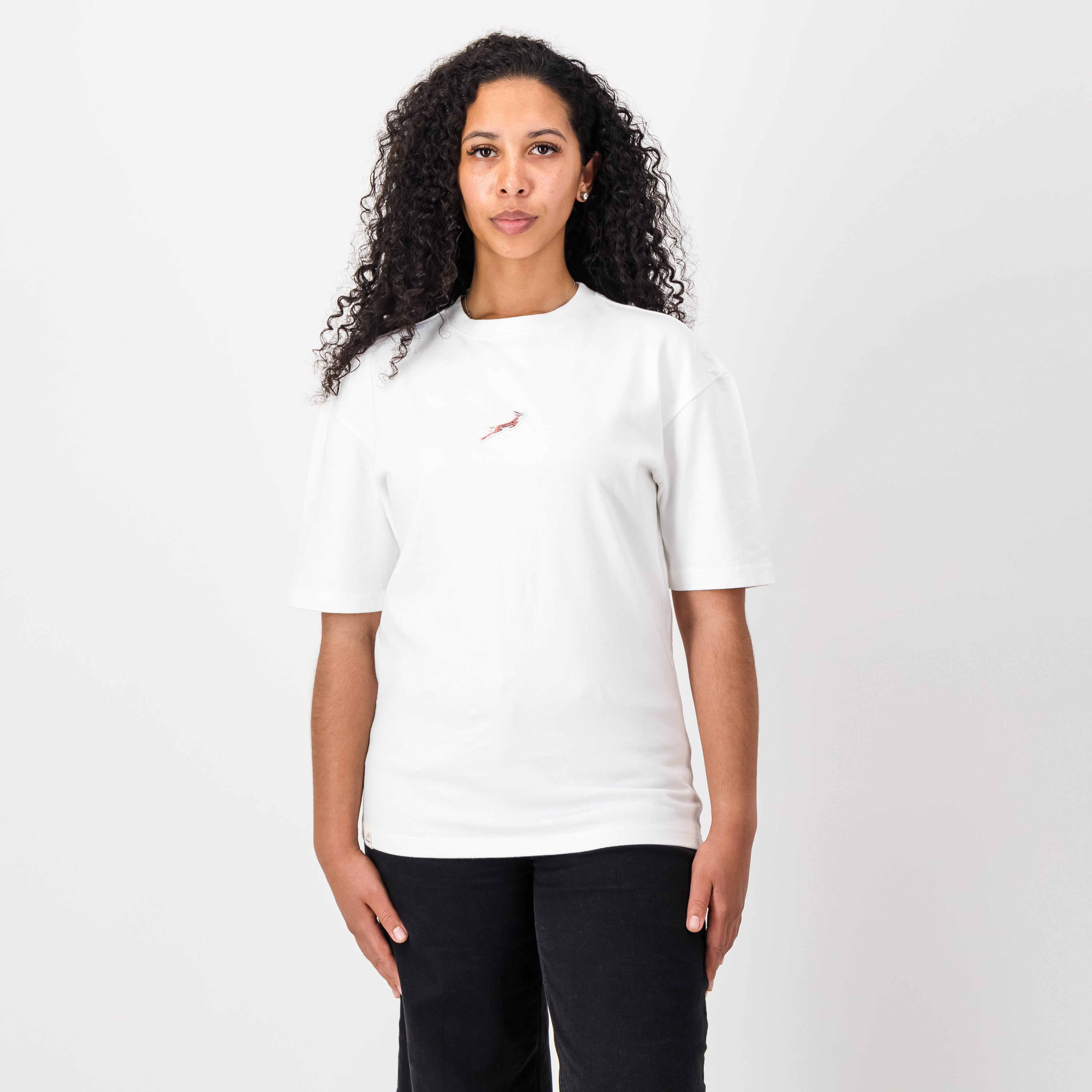 Small Logo Springbok Boxy Crew Tee-White