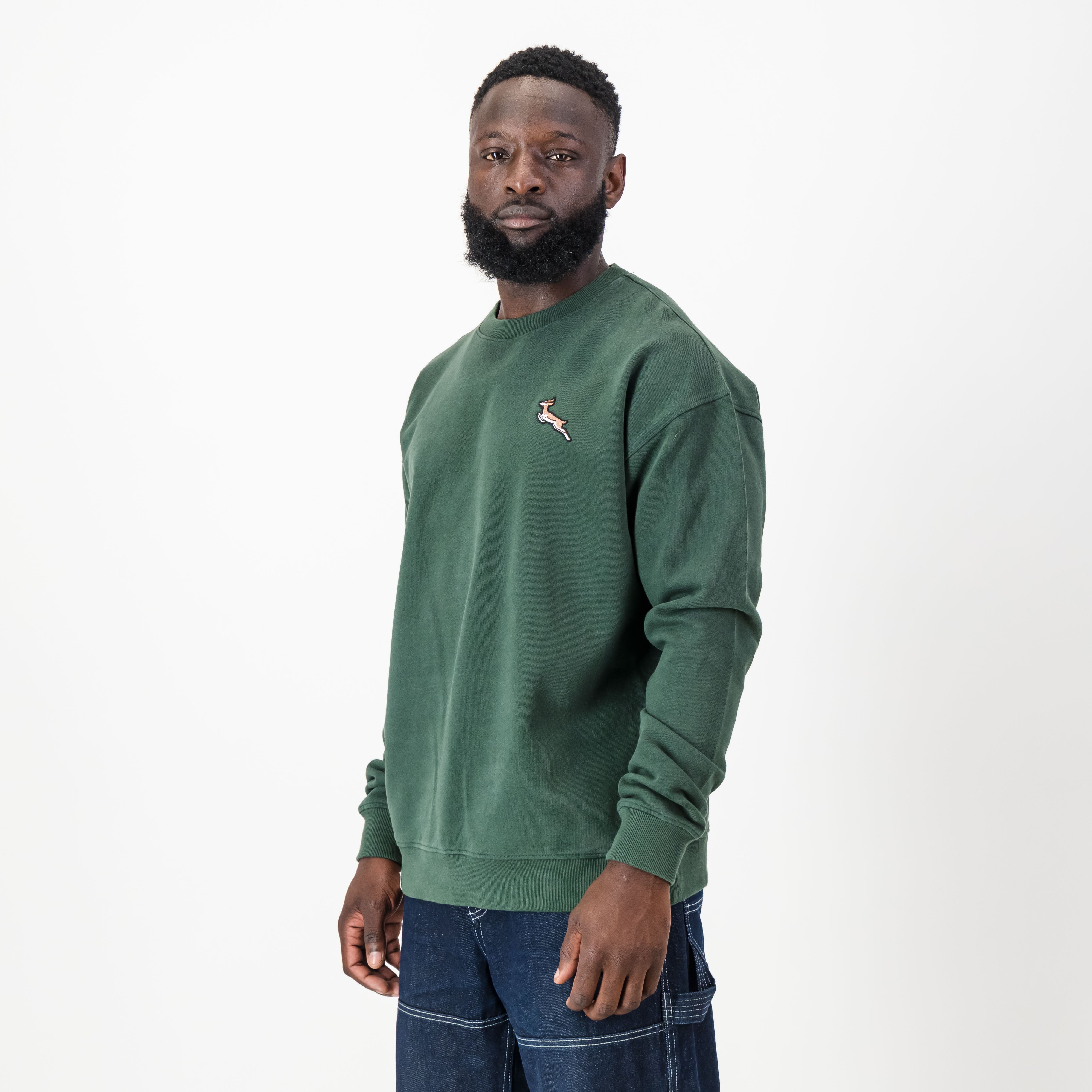 Springbok Small Badge Crew Neck Sweat-Green