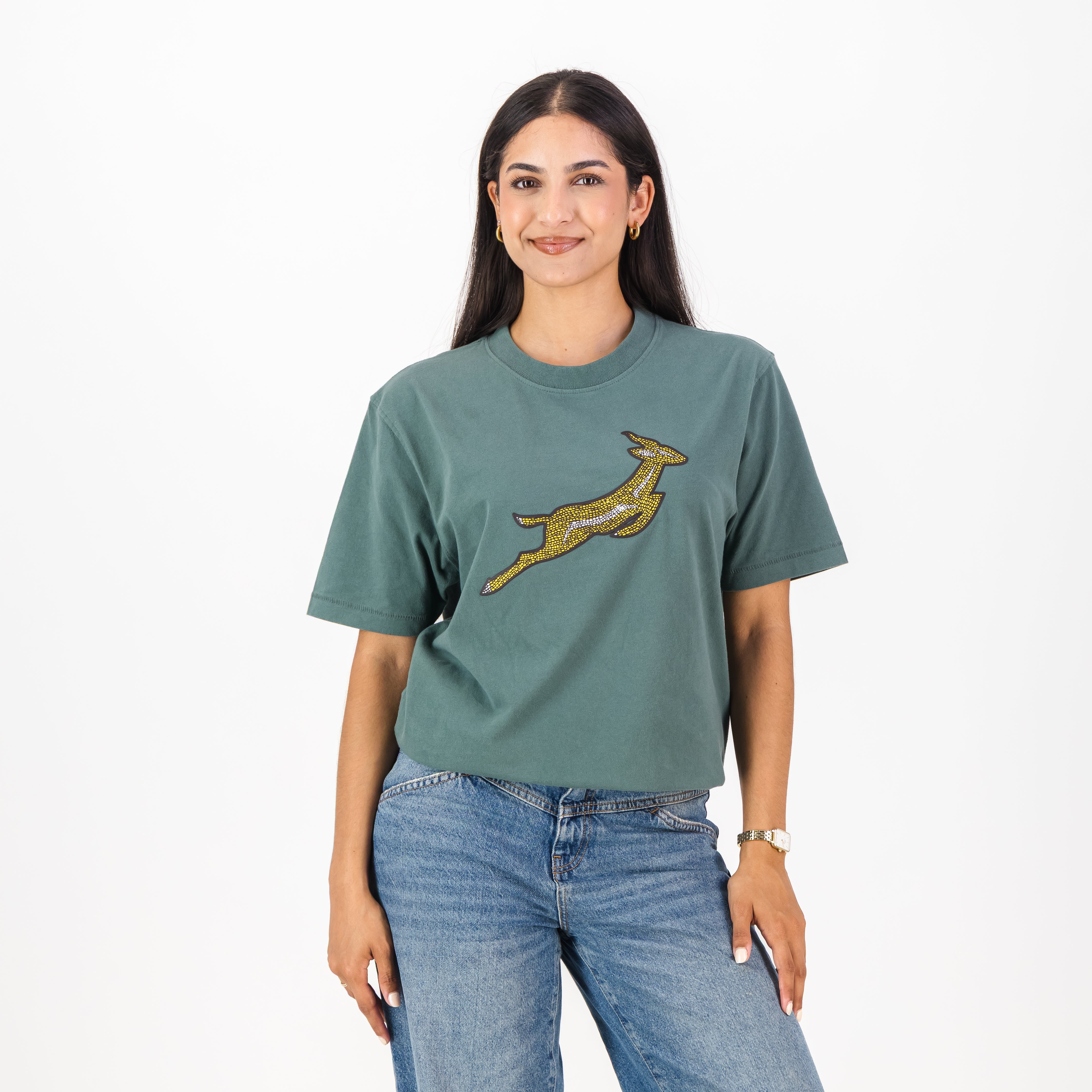 Springboks Mosaic Regular Crew Tee - Forest Green