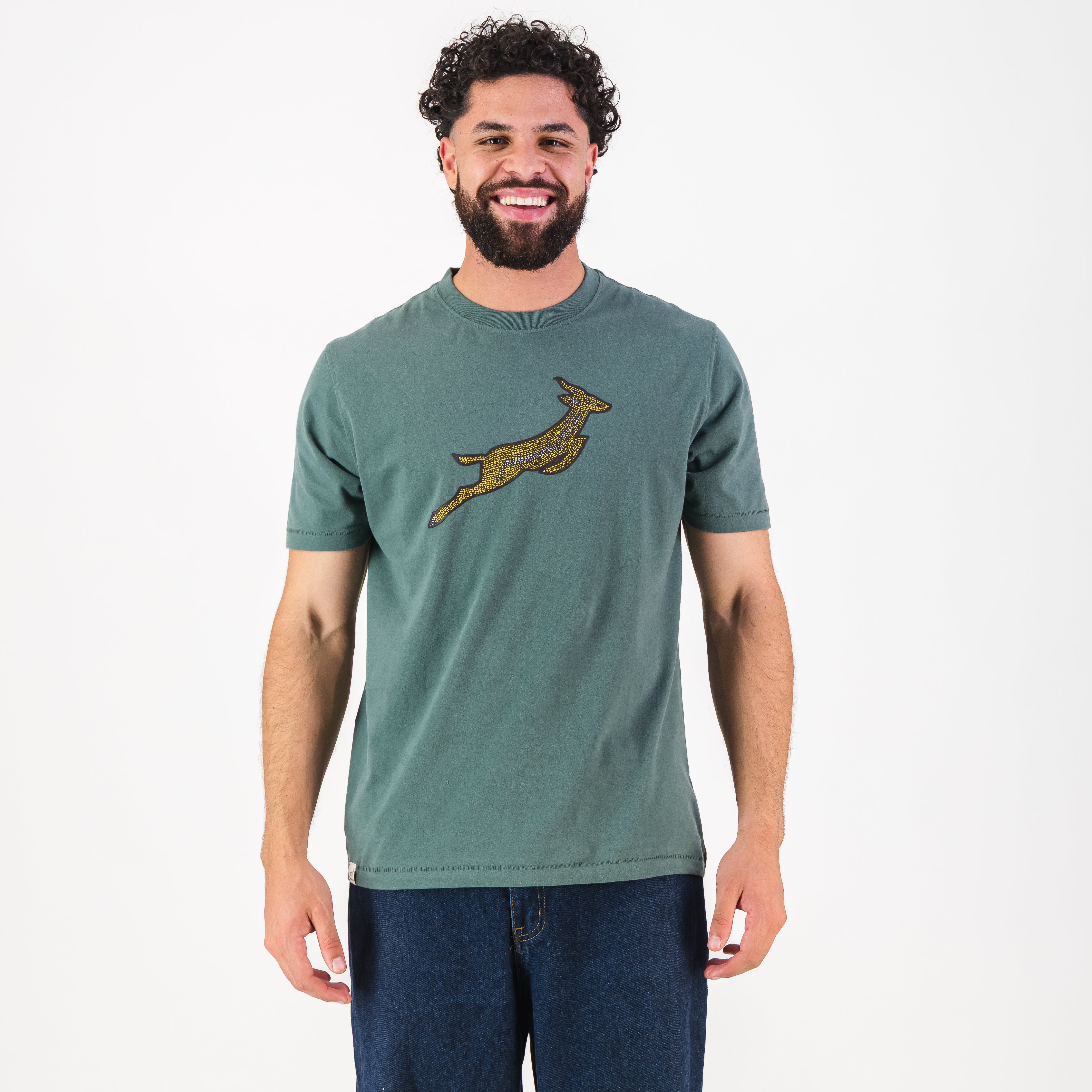 Springboks Mosaic Regular Crew Tee - Forest Green