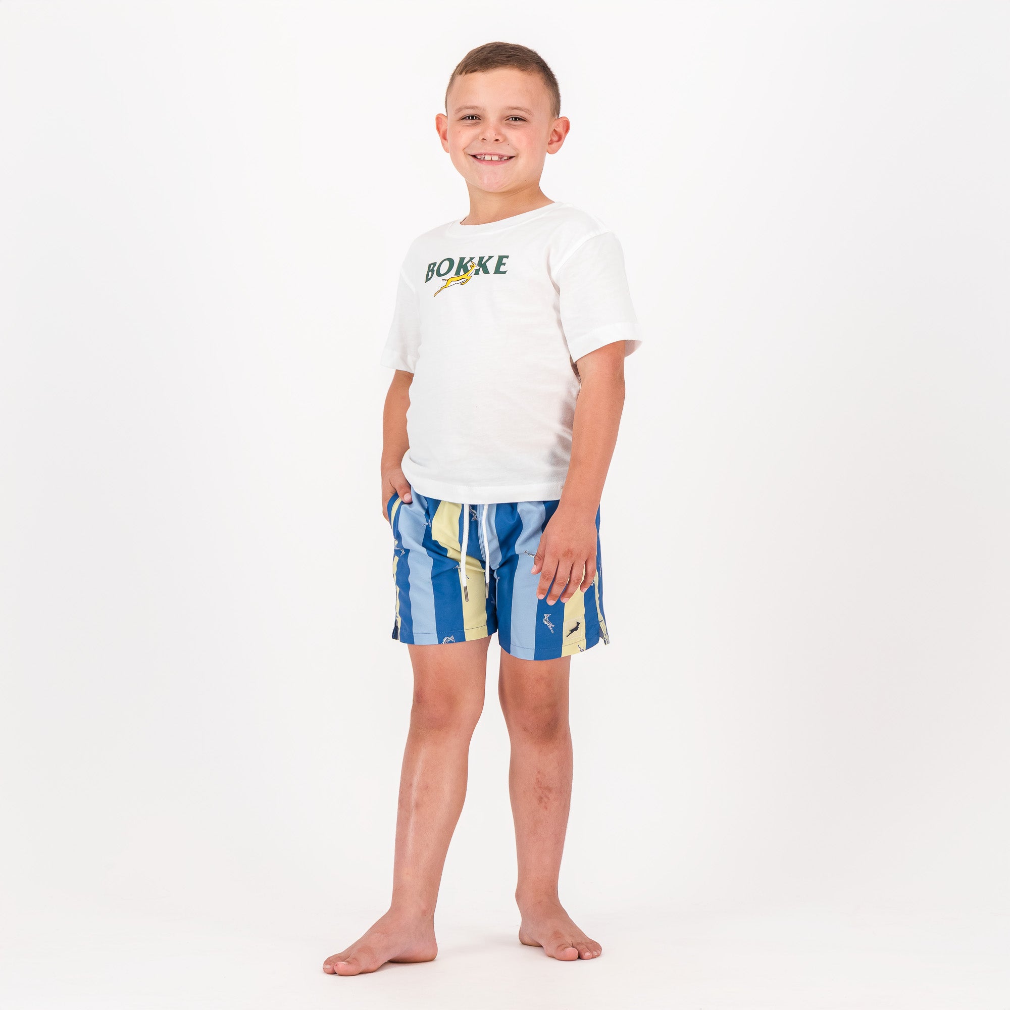 Springboks Stripe Print Kids Swim Shorts-Skyway