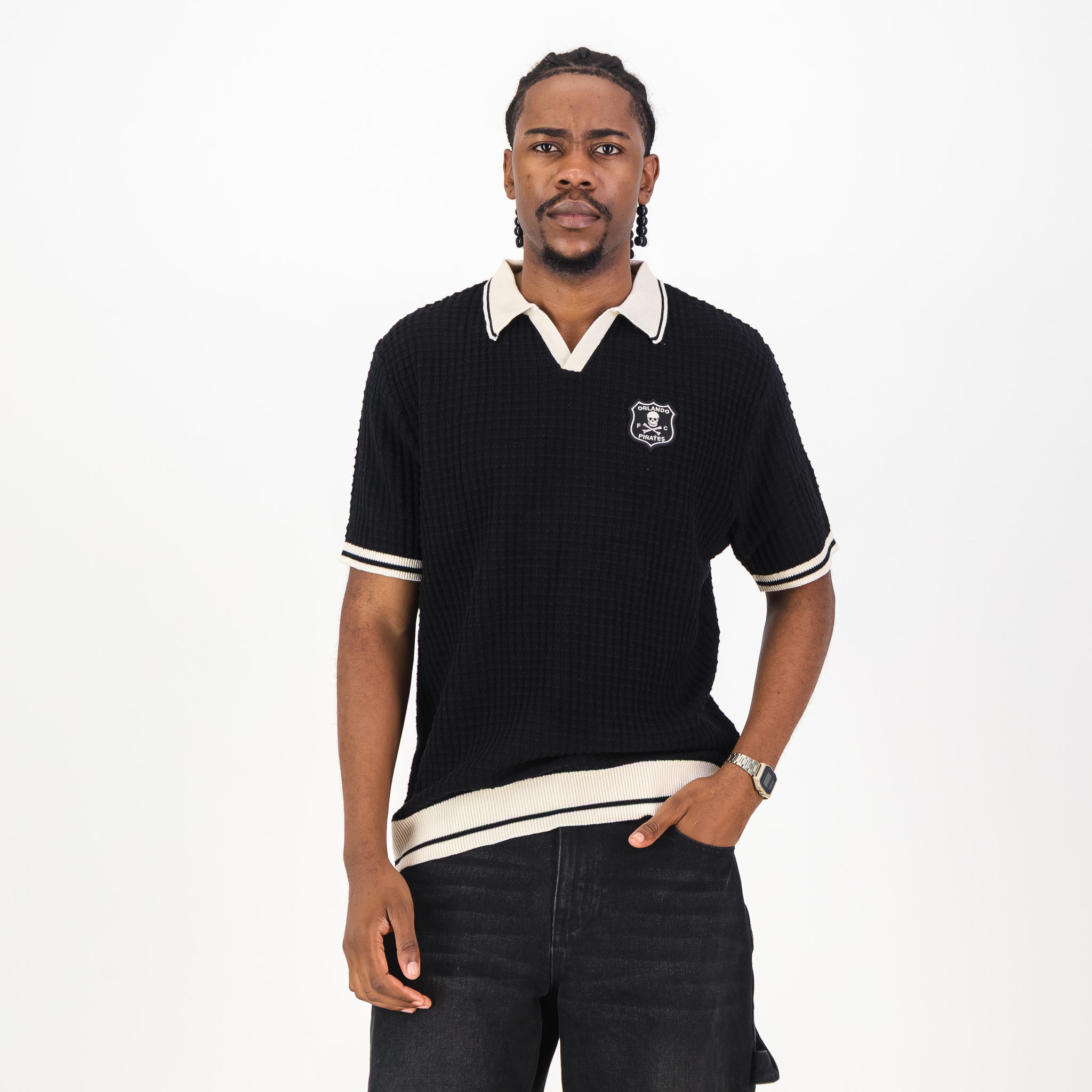 Orlando Pirates Basket Weave SS Knit Jersey-Black