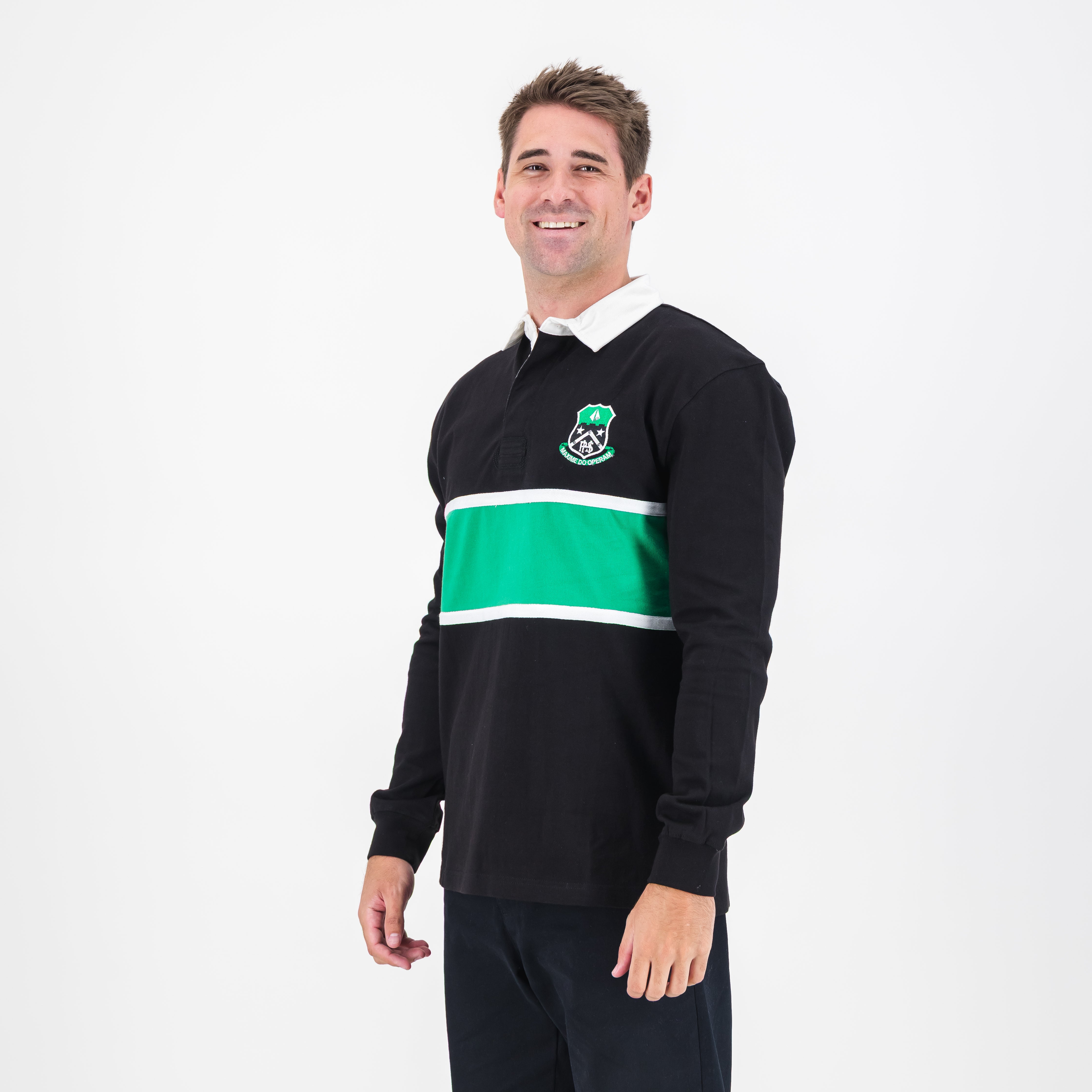Pearson High School Tops LS Rugby Jersey Cut & Sew Em Black