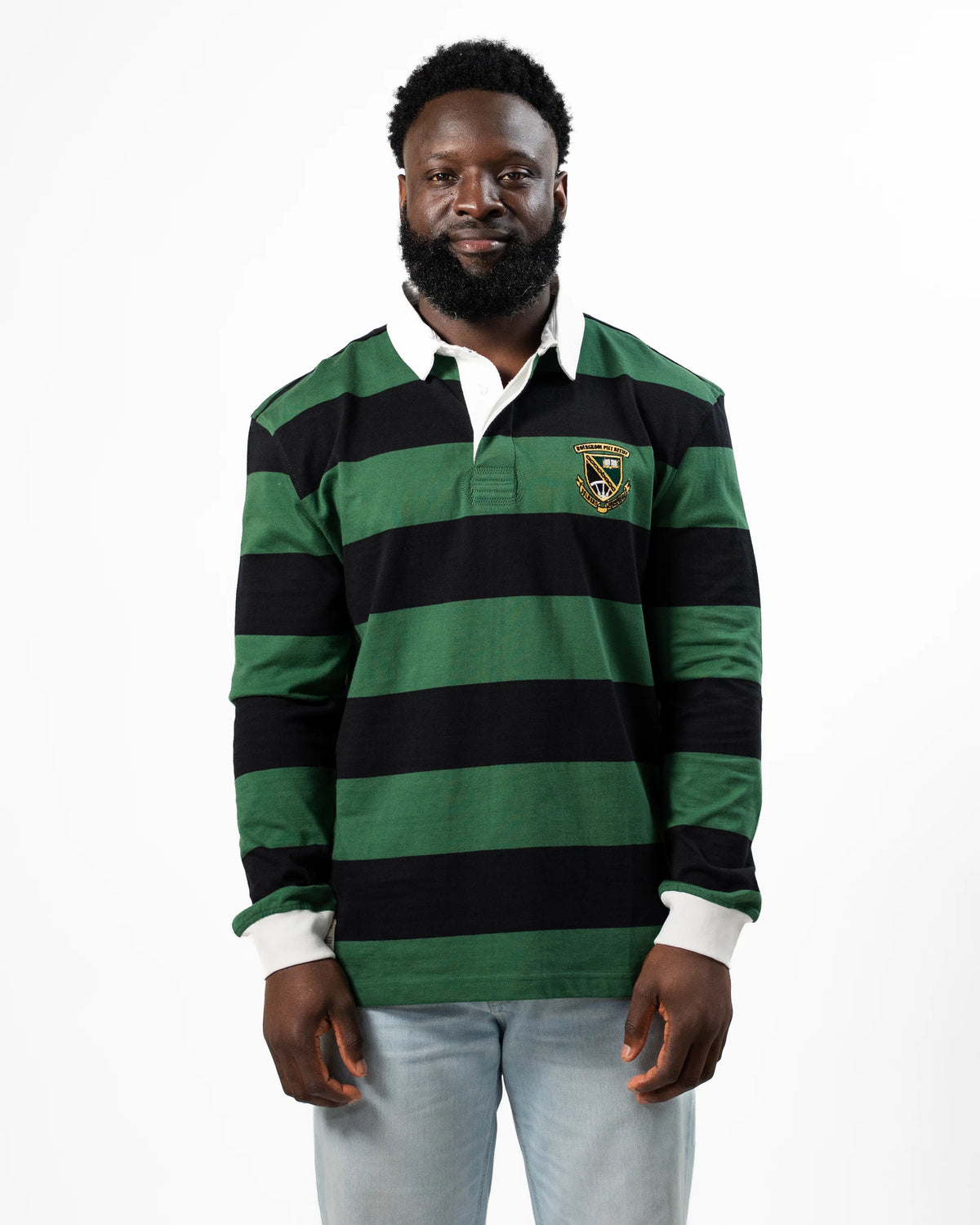 Schools Hoerskool Piet Retief Long Sleeve Rugby Jersey 8x8 YD Stripe Green&Black