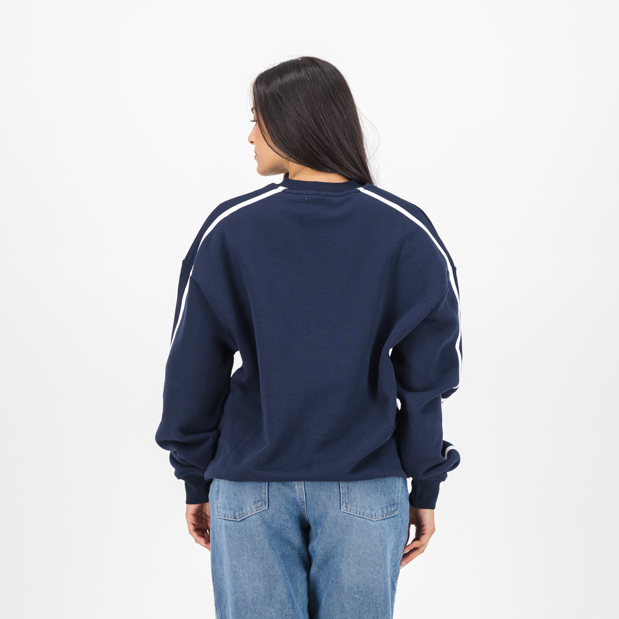 Real Madrid Piped Panel Crew Sweat-Navy