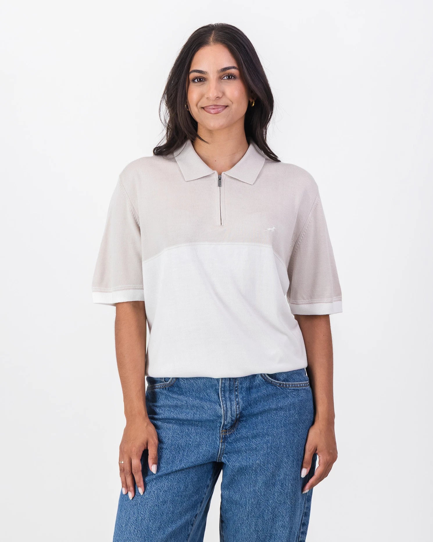 Springboks Colour Block Zip Knit SS Polo