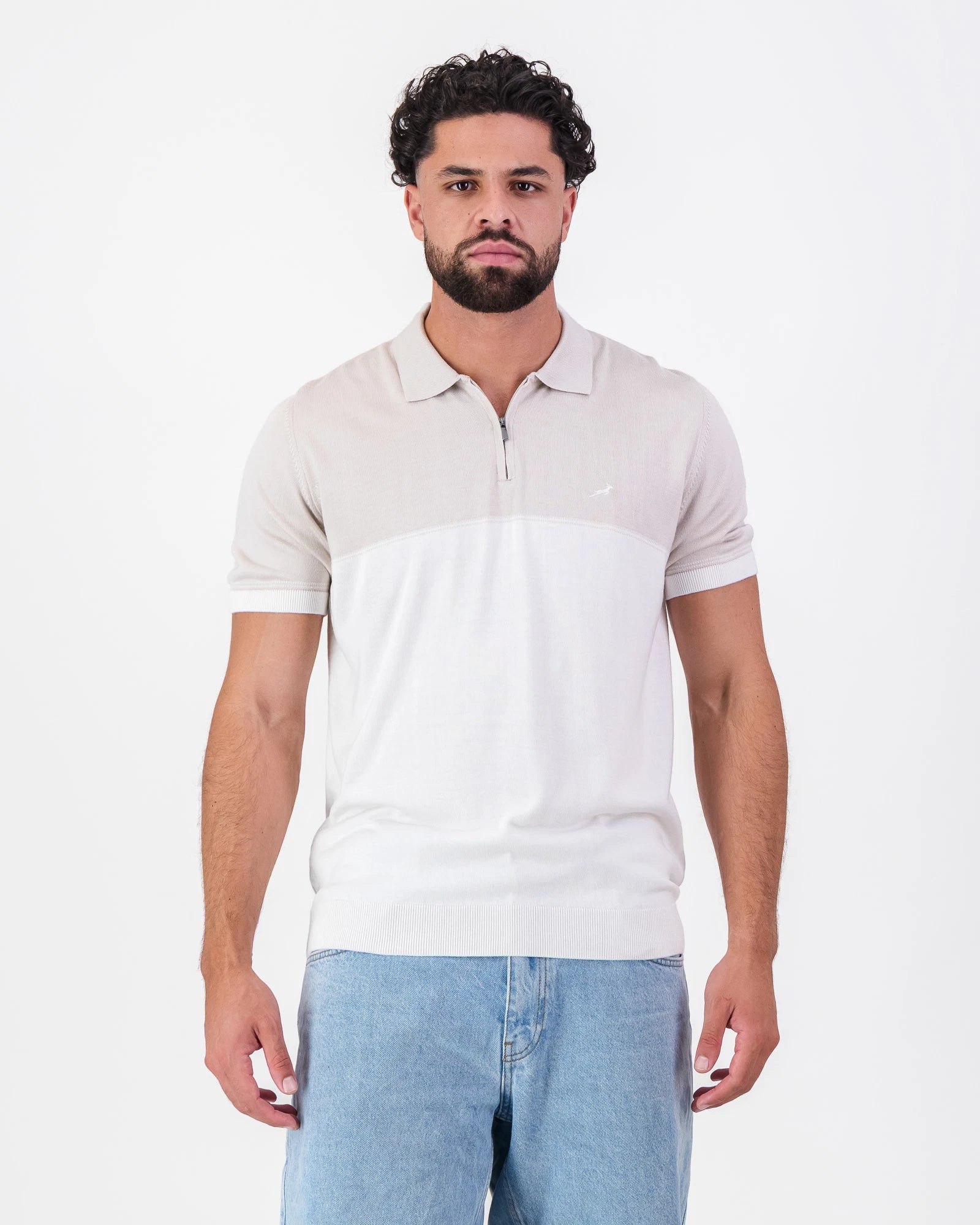 Springboks Colour Block Zip Knit SS Polo