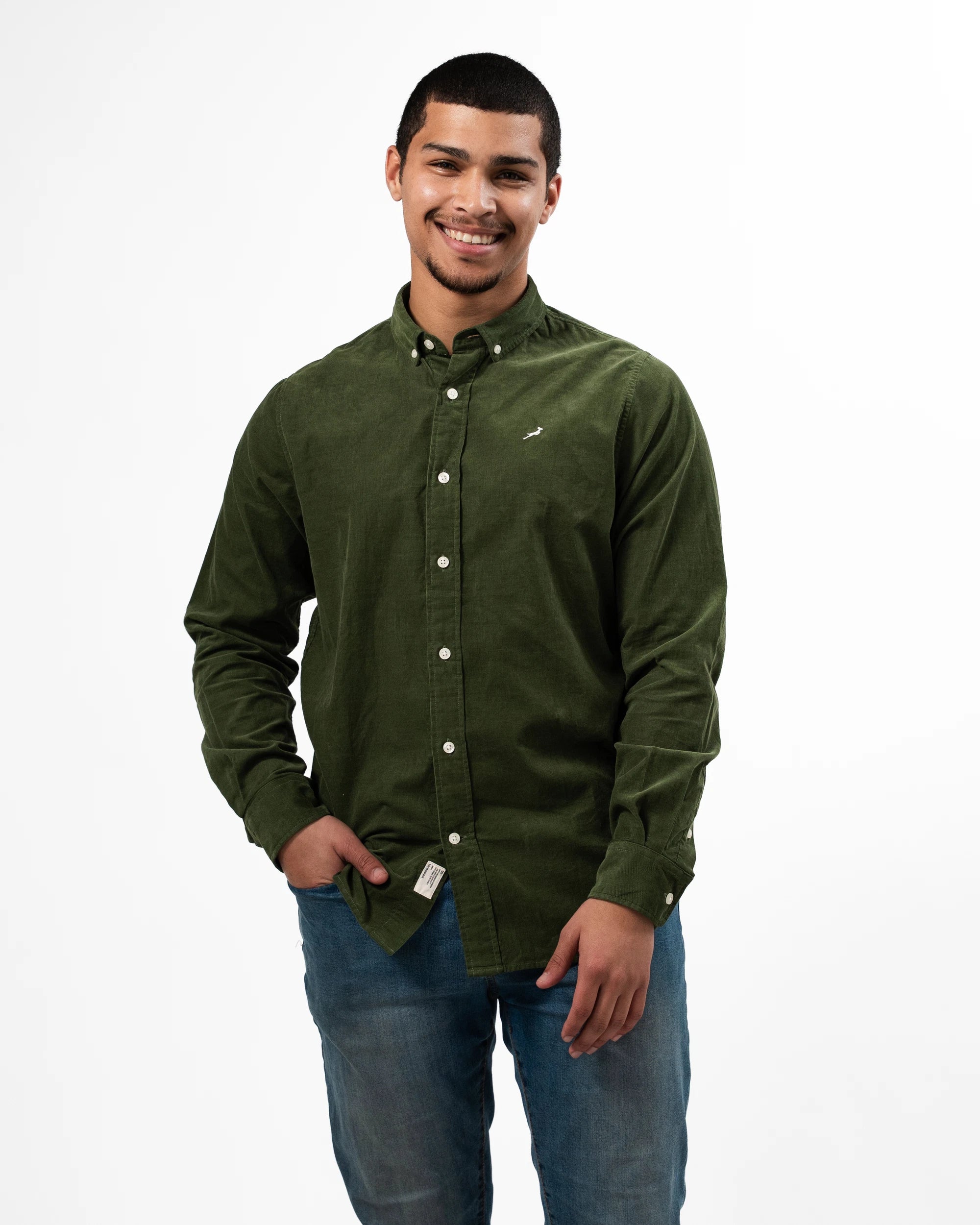 Springboks Fine Corduroy Shirt Rifle Green