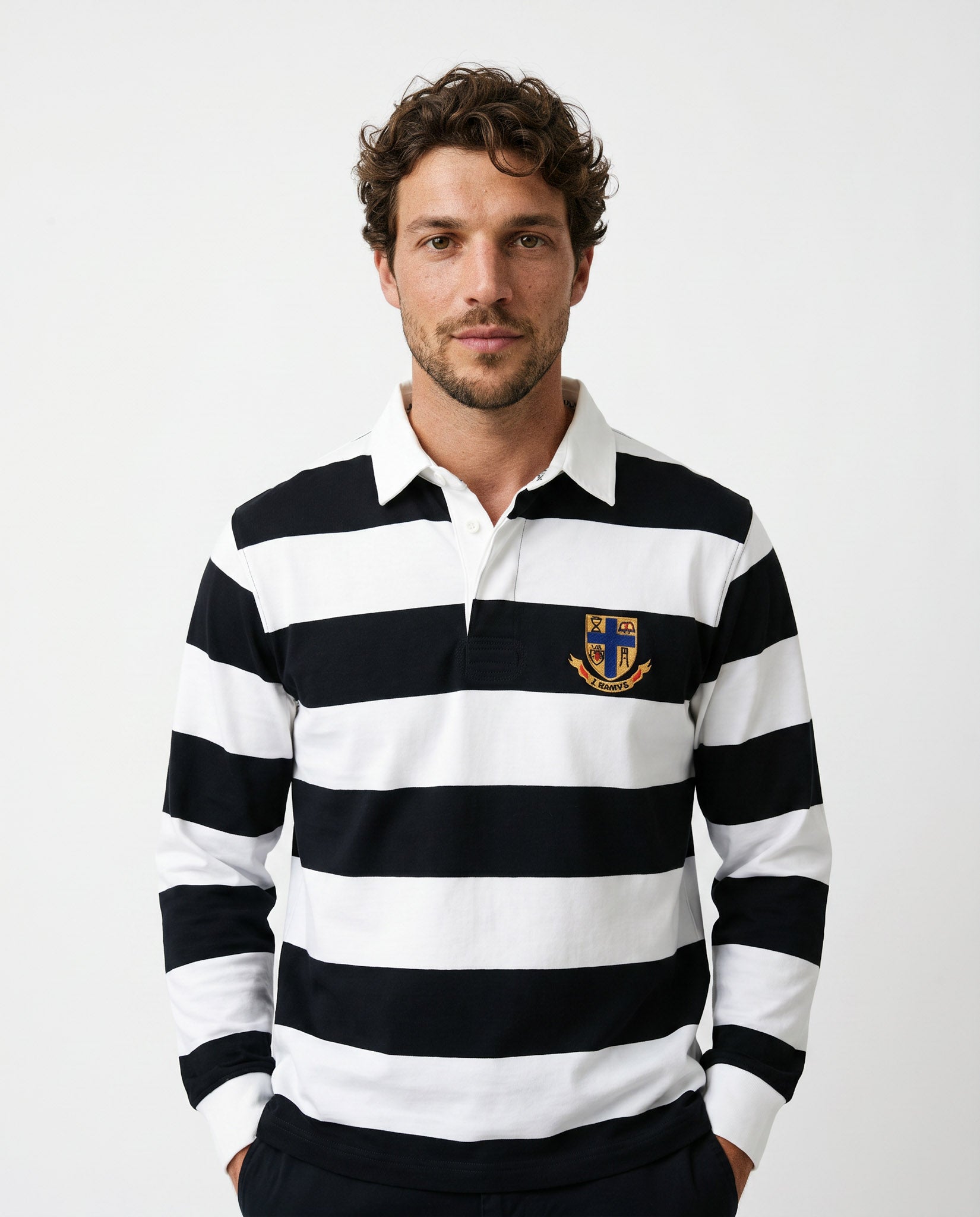 Schools St Dunstan's College Long Sleeve Rugby Jersey 8x8 YD Stripe White