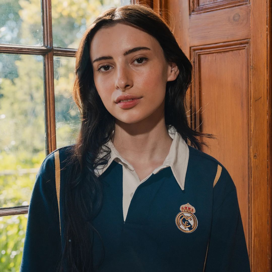 Real Madrid Twill Tape Detail SS Rugby Polo-Navy