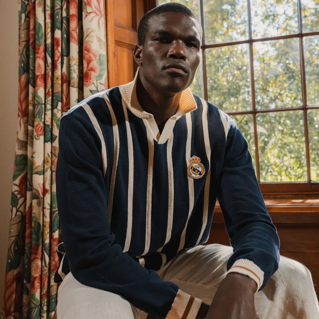 Real Madrid Stripe LS Knit Jersey-Navy